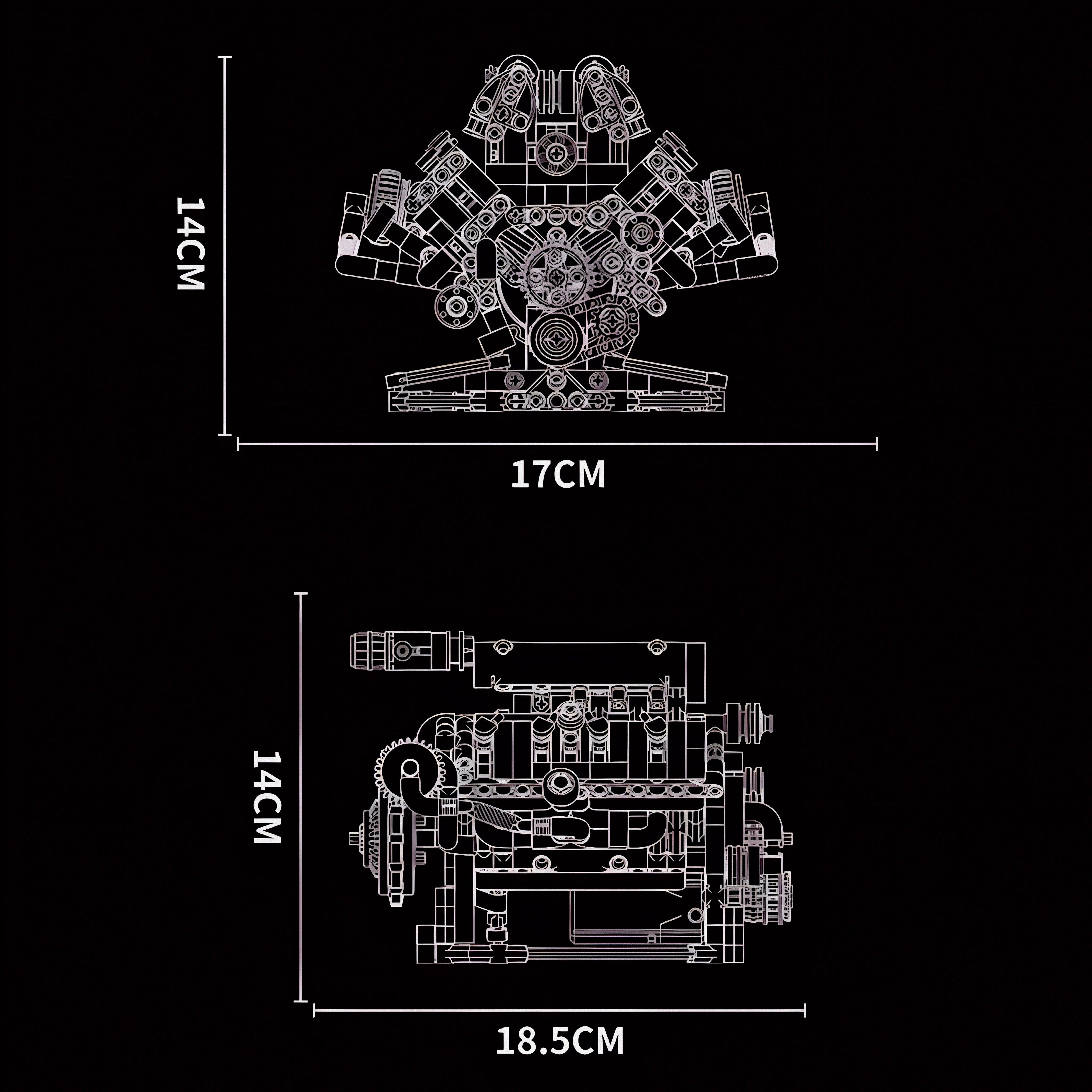 Motorized V8 Engine Model Kit | 664 Pieces