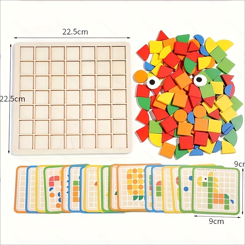 120pcs Wooden Puzzle Blocks – Educational Color Recognition & Brain Teaser Toy for Kids