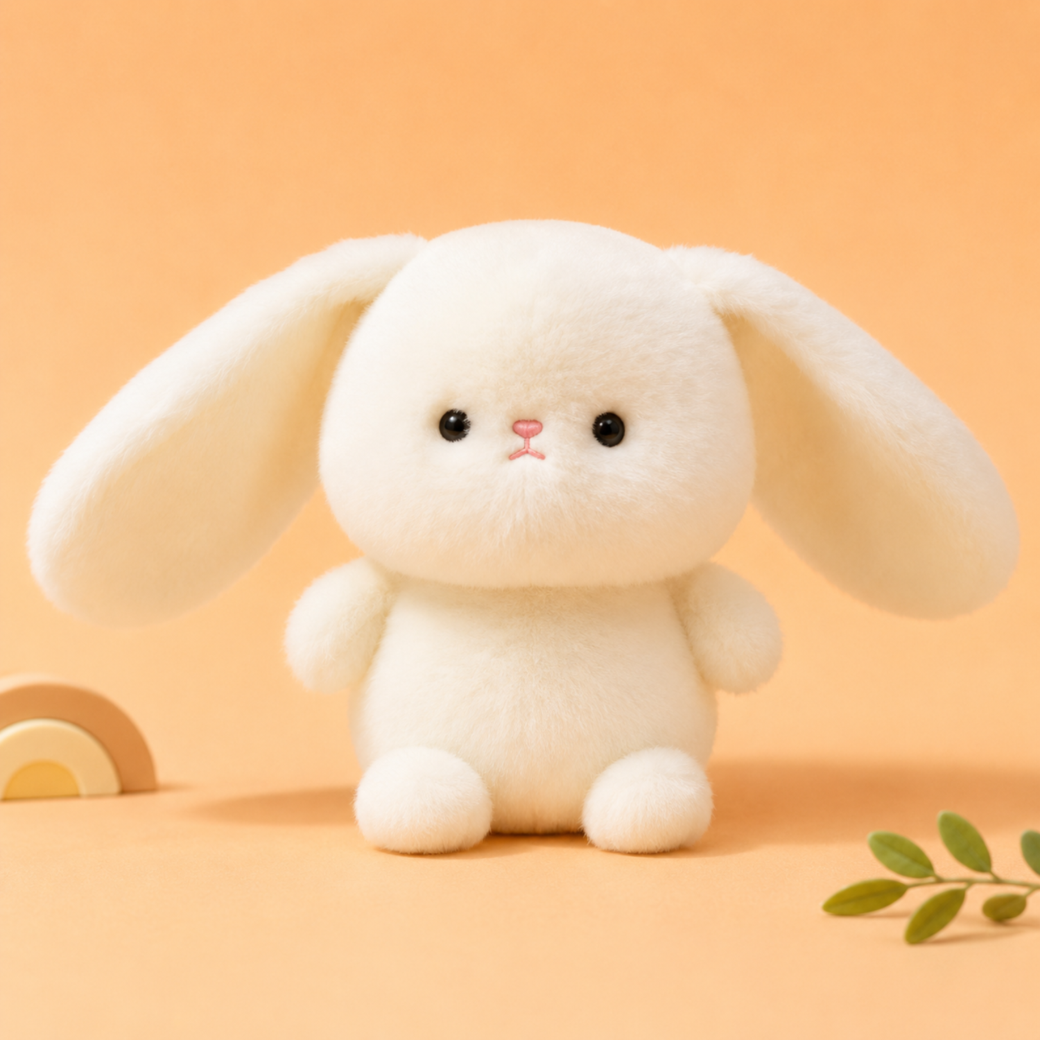 Mojibricks 15CM Kawaii Snowy Bunny Plushie – Ultra-Soft Long-Eared Companion & Minimalist Tabletop Ornament – Perfect Birthday or Christmas Gift for Kids