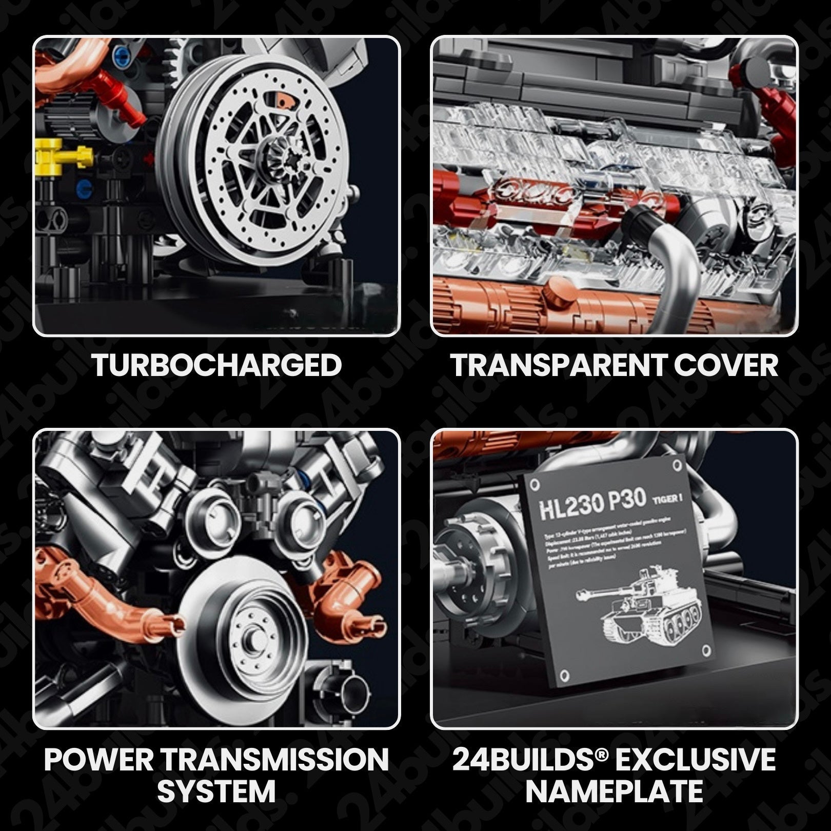 V12 Heavy Tank Engine Model Kit | 1238 Pieces