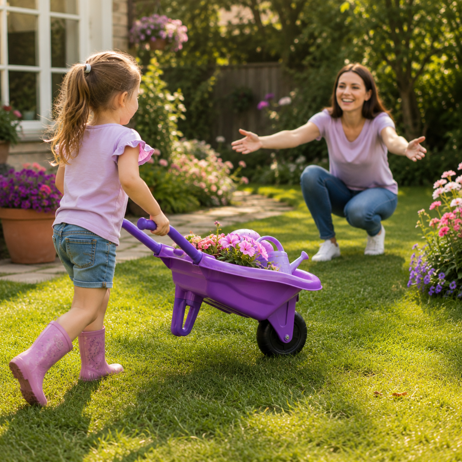 Kids Garden Wheelbarrow Set – Outdoor Gardening Toy Kit with Tools – Real Handheld Yard Work Simulation Set – Educational Nature Exploration Gift for Ages 3+