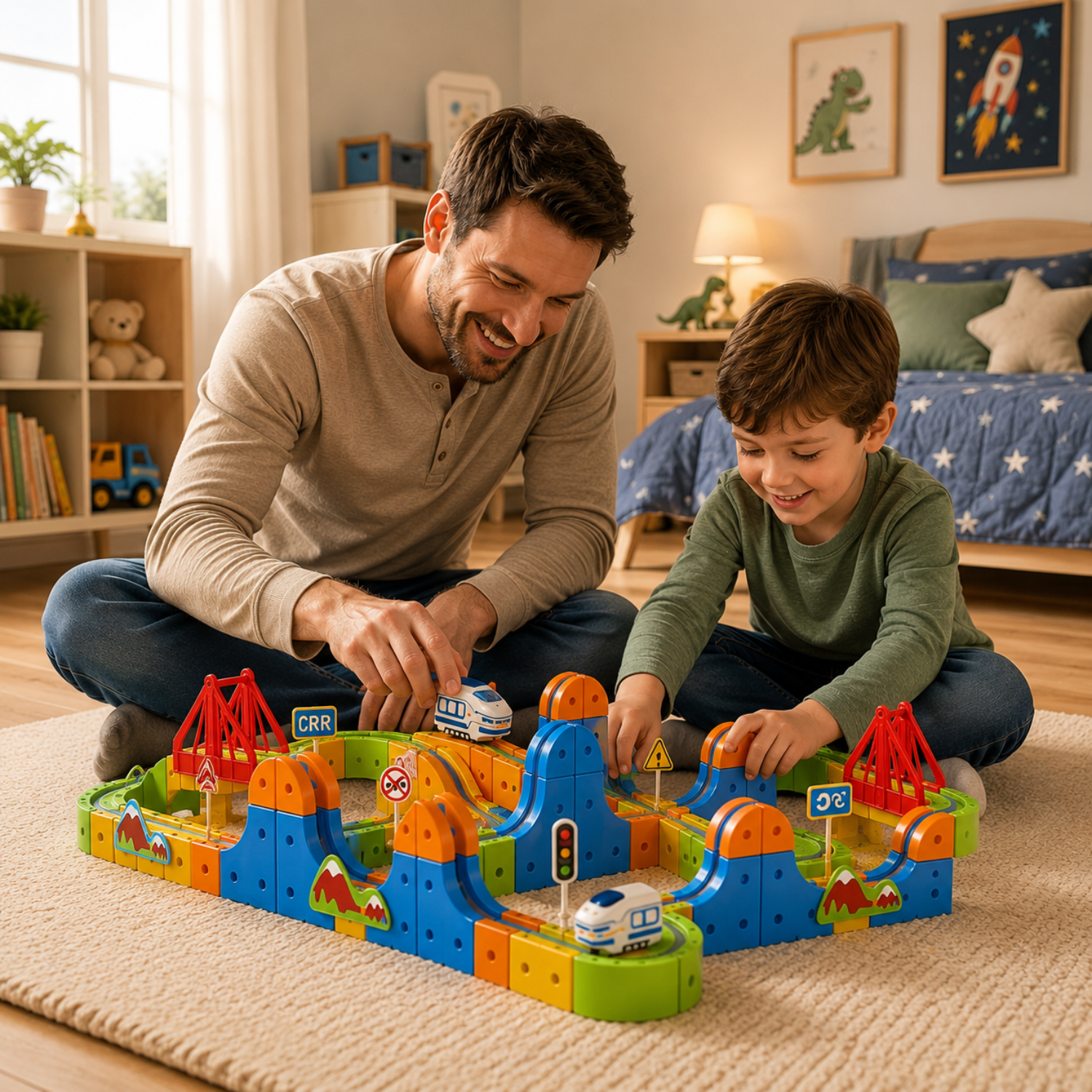 Infinity Racer Magnetic Train – Self-Driving Magnetic Track System – Creative STEM Building Toy – Durable 2-in-1 Train & Race Action – For Kids Ages 3+