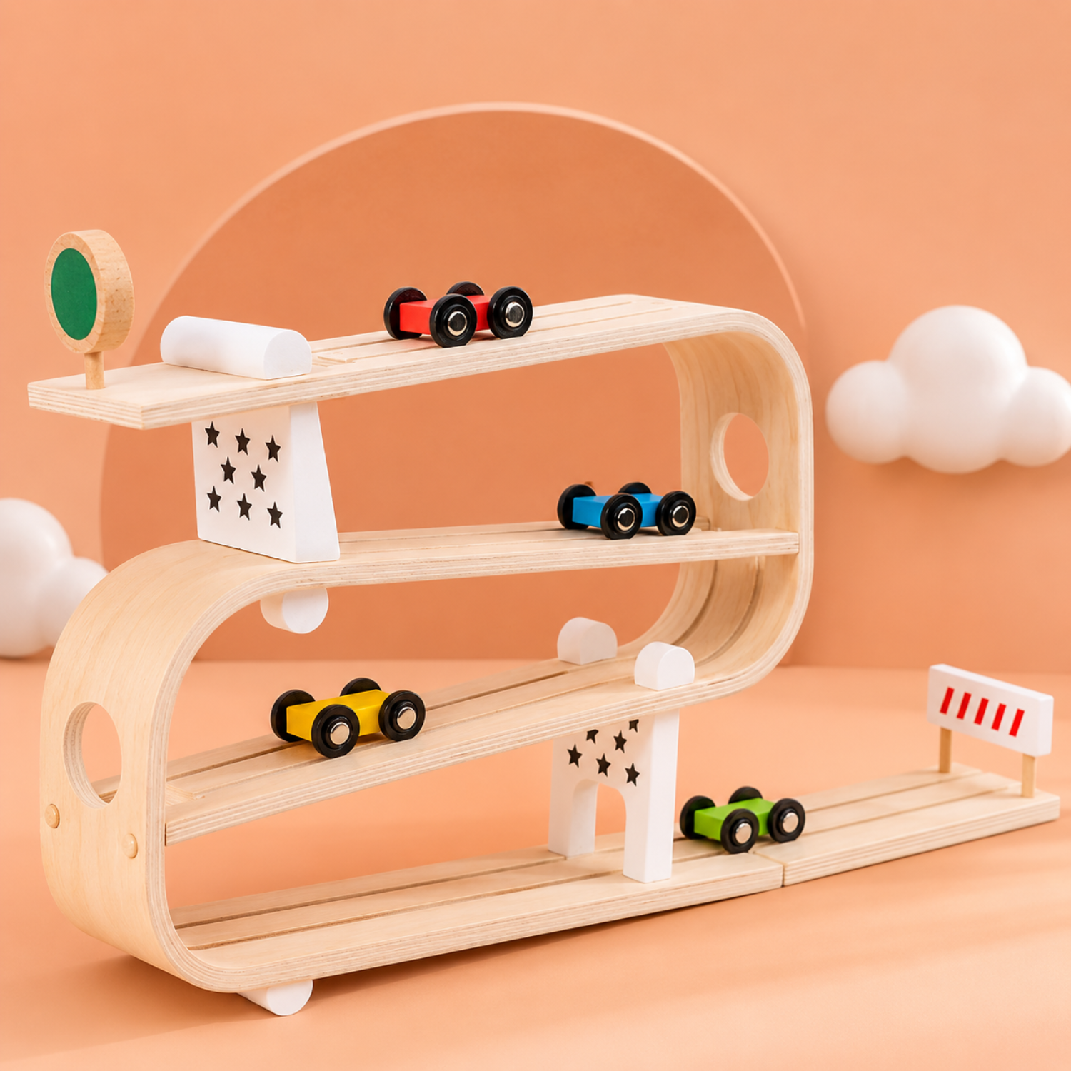 Speedy Slide Car Track – Wooden Racing Ramp Toy for Toddlers