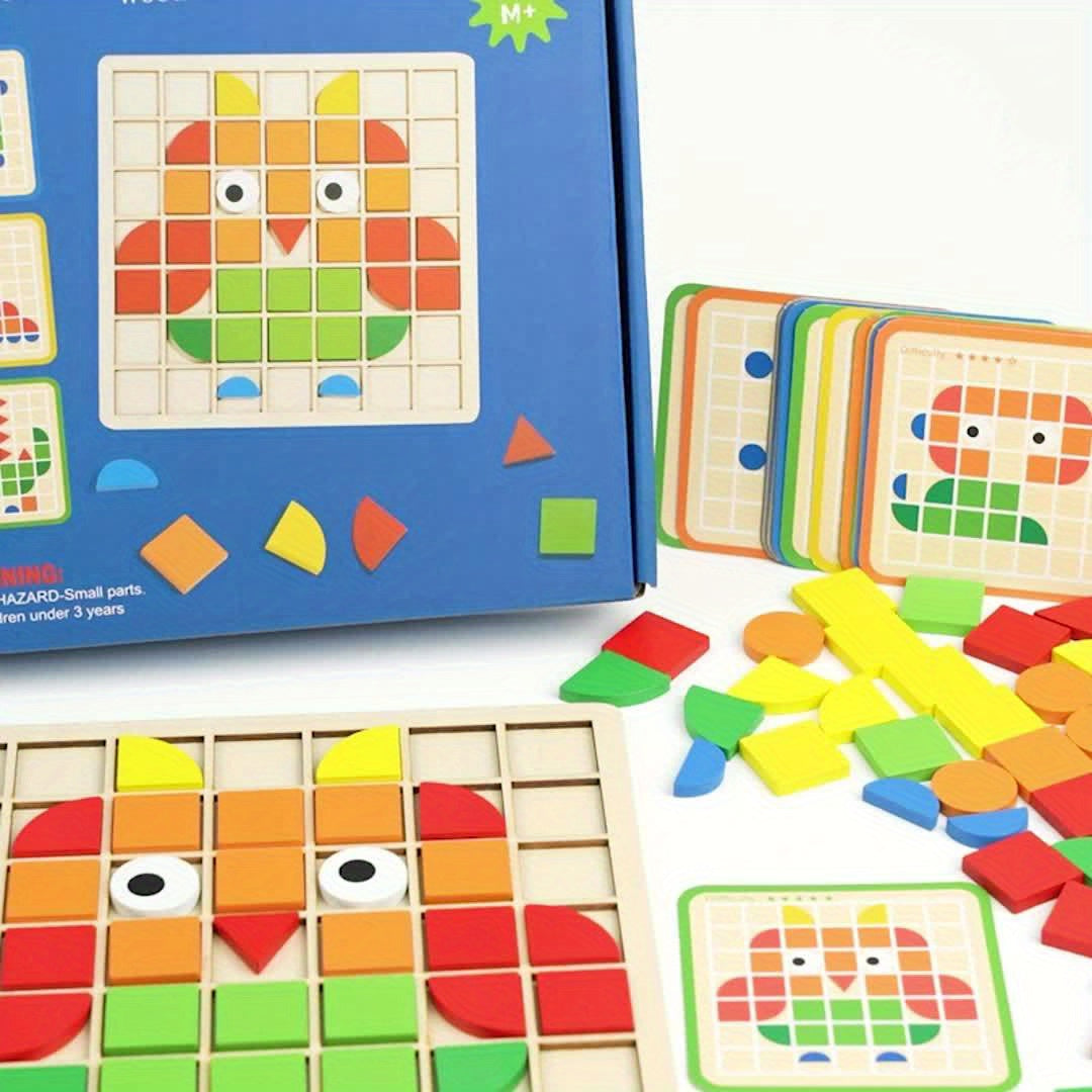 120pcs Wooden Puzzle Blocks – Educational Color Recognition & Brain Teaser Toy for Kids