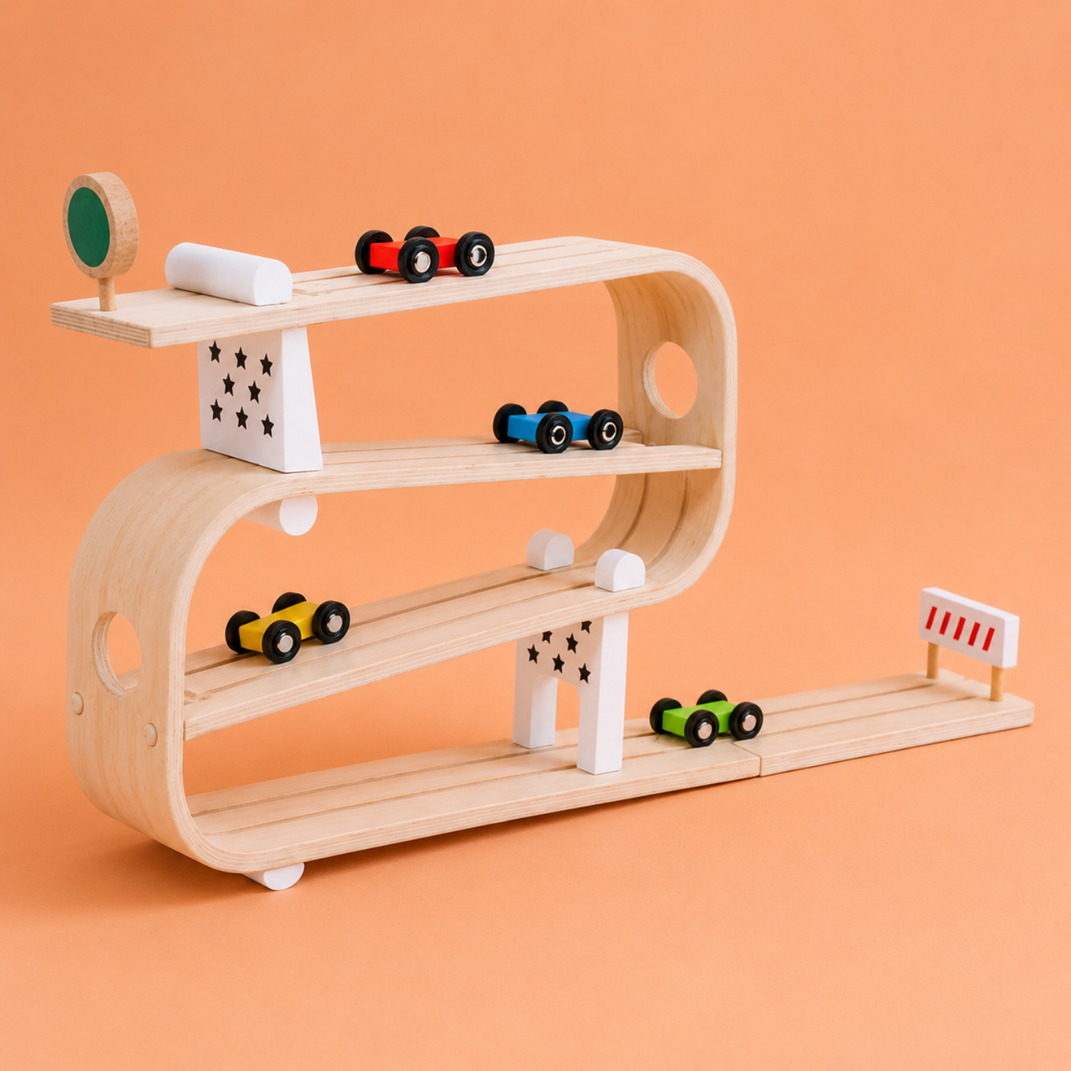Speedy Slide Car Track – Wooden Racing Ramp Toy for Toddlers