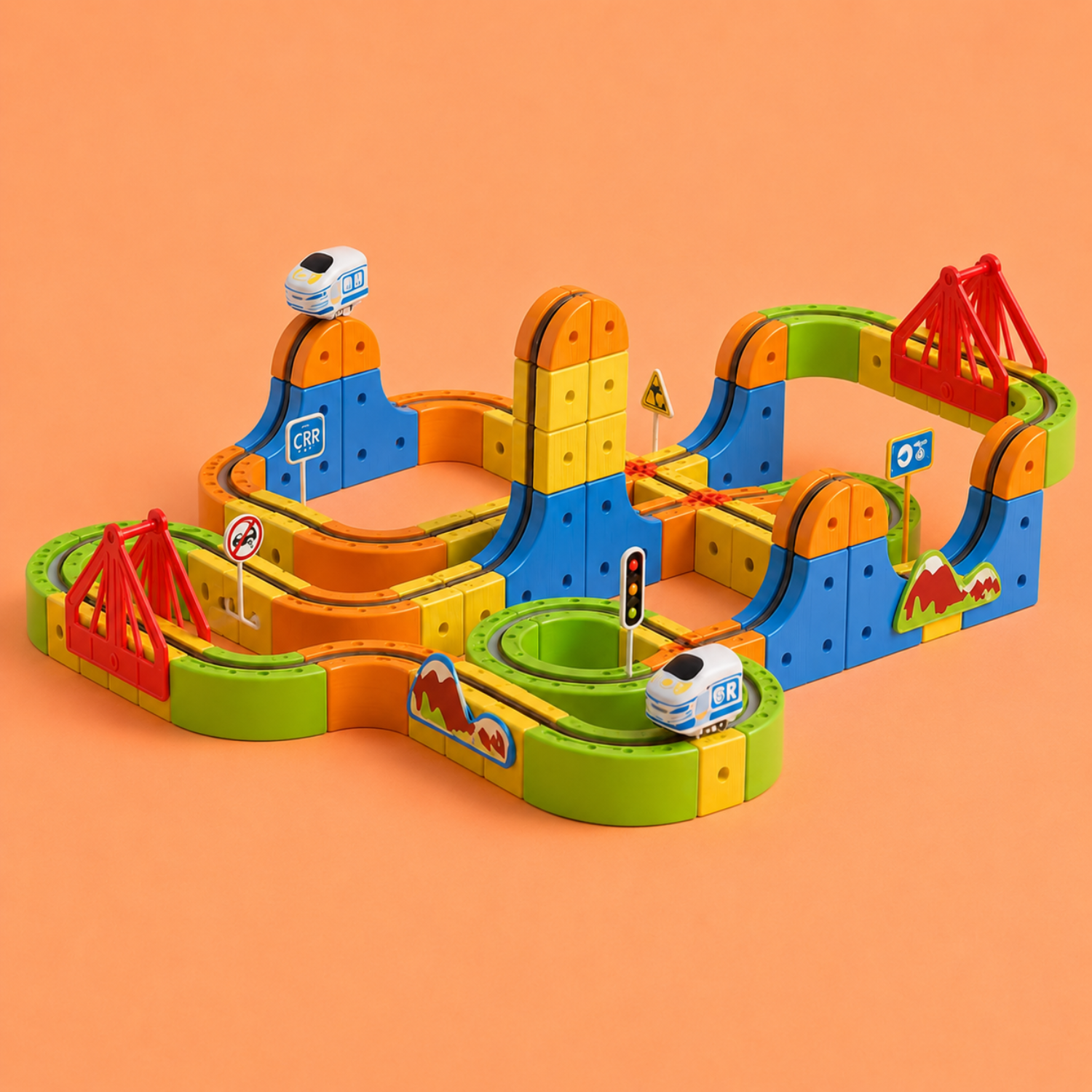 Infinity Racer Magnetic Train – Self-Driving Magnetic Track System – Creative STEM Building Toy – Durable 2-in-1 Train & Race Action – For Kids Ages 3+