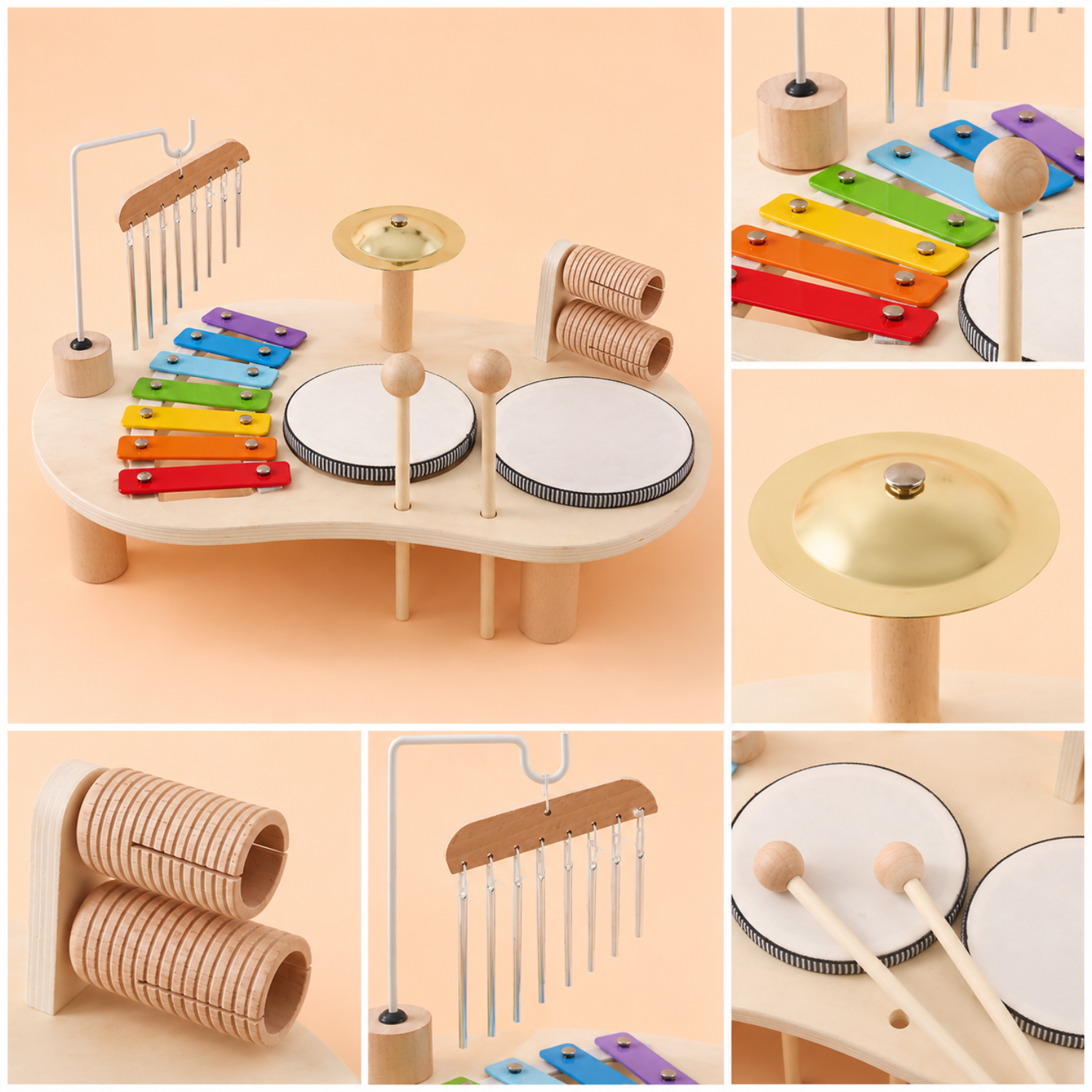 Little Music Makers Activity Table – Wooden Instrument Play Set for Toddlers