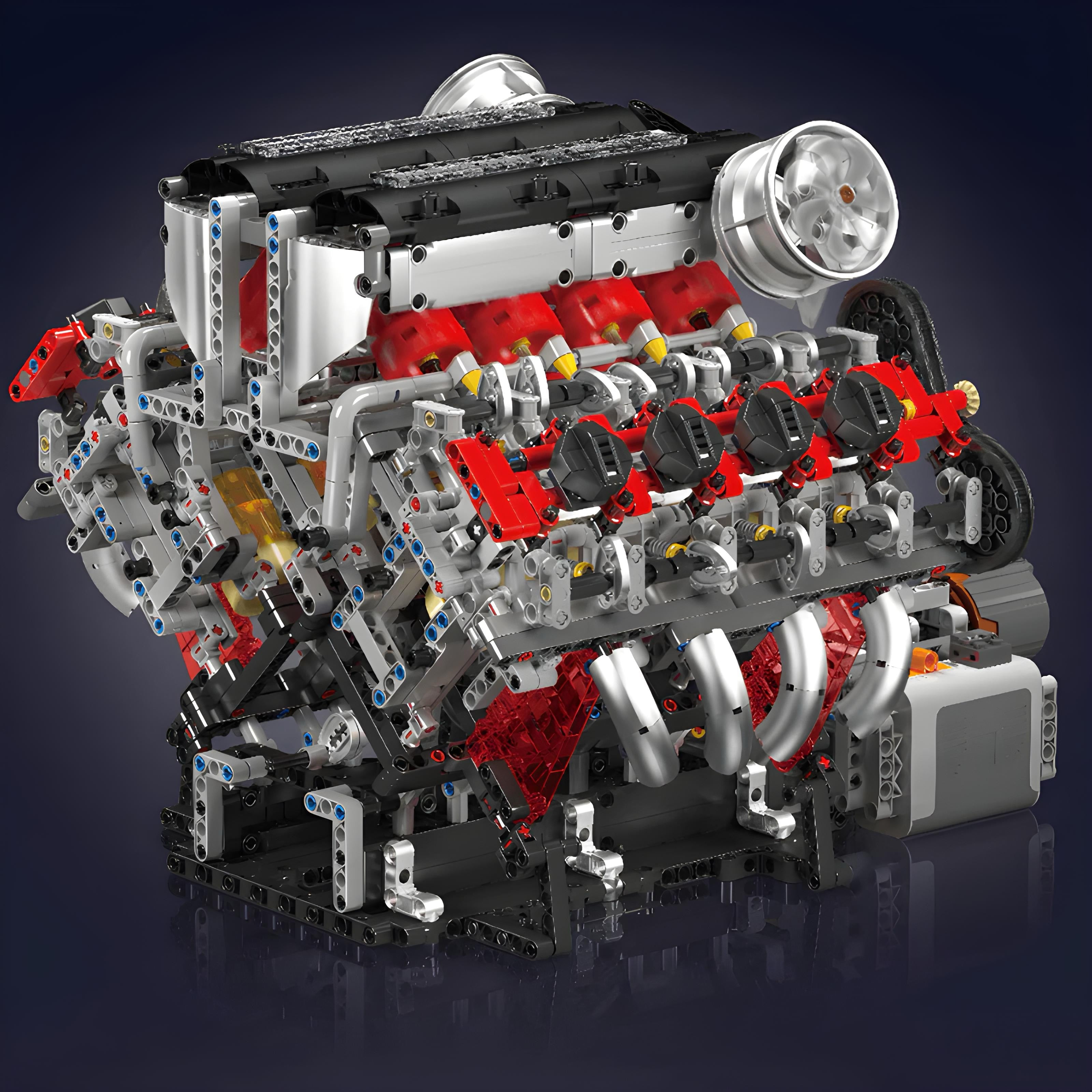 Motorized Italian V8 Engine - MOC Building Kit - 2717 Pcs