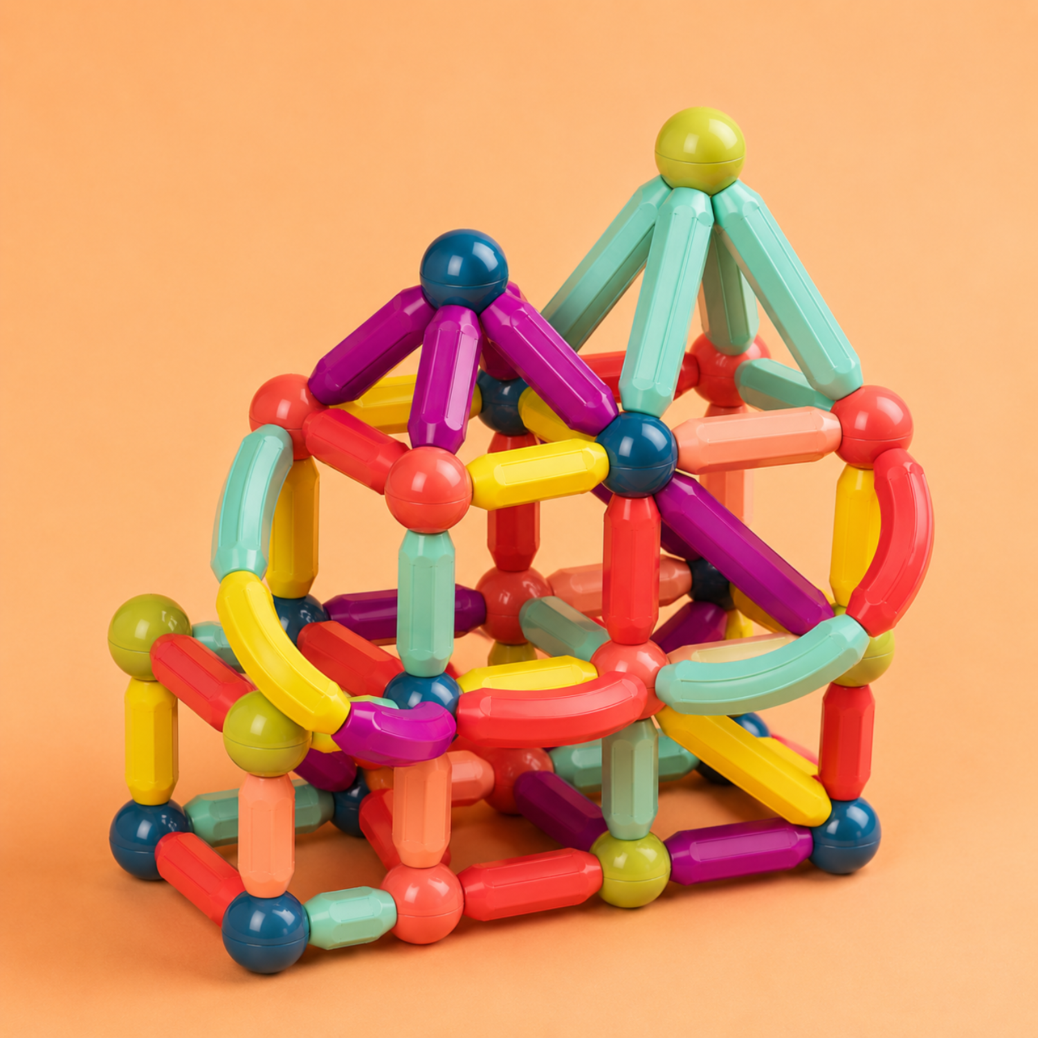 Magnetic Stick Building Blocks Set – 3D Geometric STEM Learning Toy – Open-Ended Educational Construction Blocks – For Kids Ages 3+