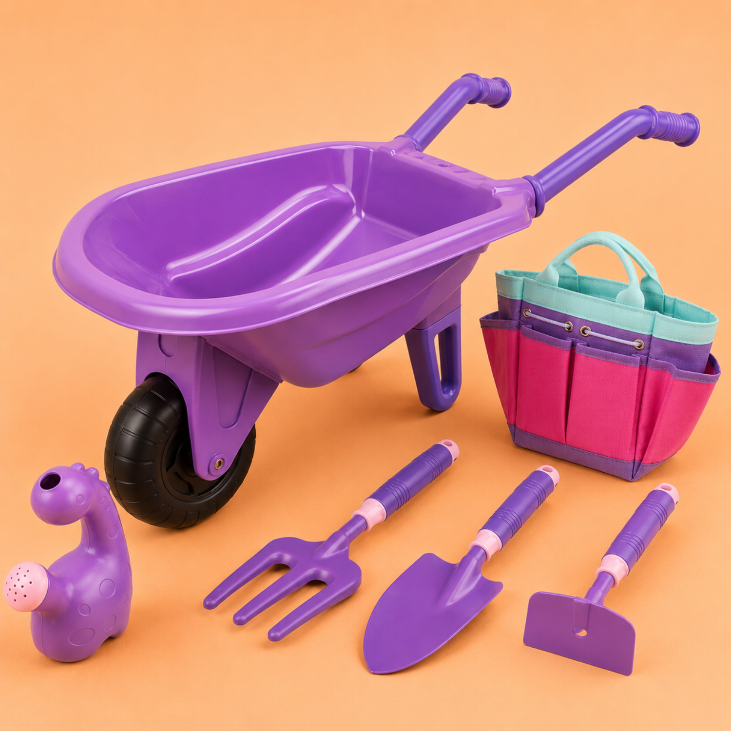 Kids Garden Wheelbarrow Set – Outdoor Gardening Toy Kit with Tools – Real Handheld Yard Work Simulation Set – Educational Nature Exploration Gift for Ages 3+