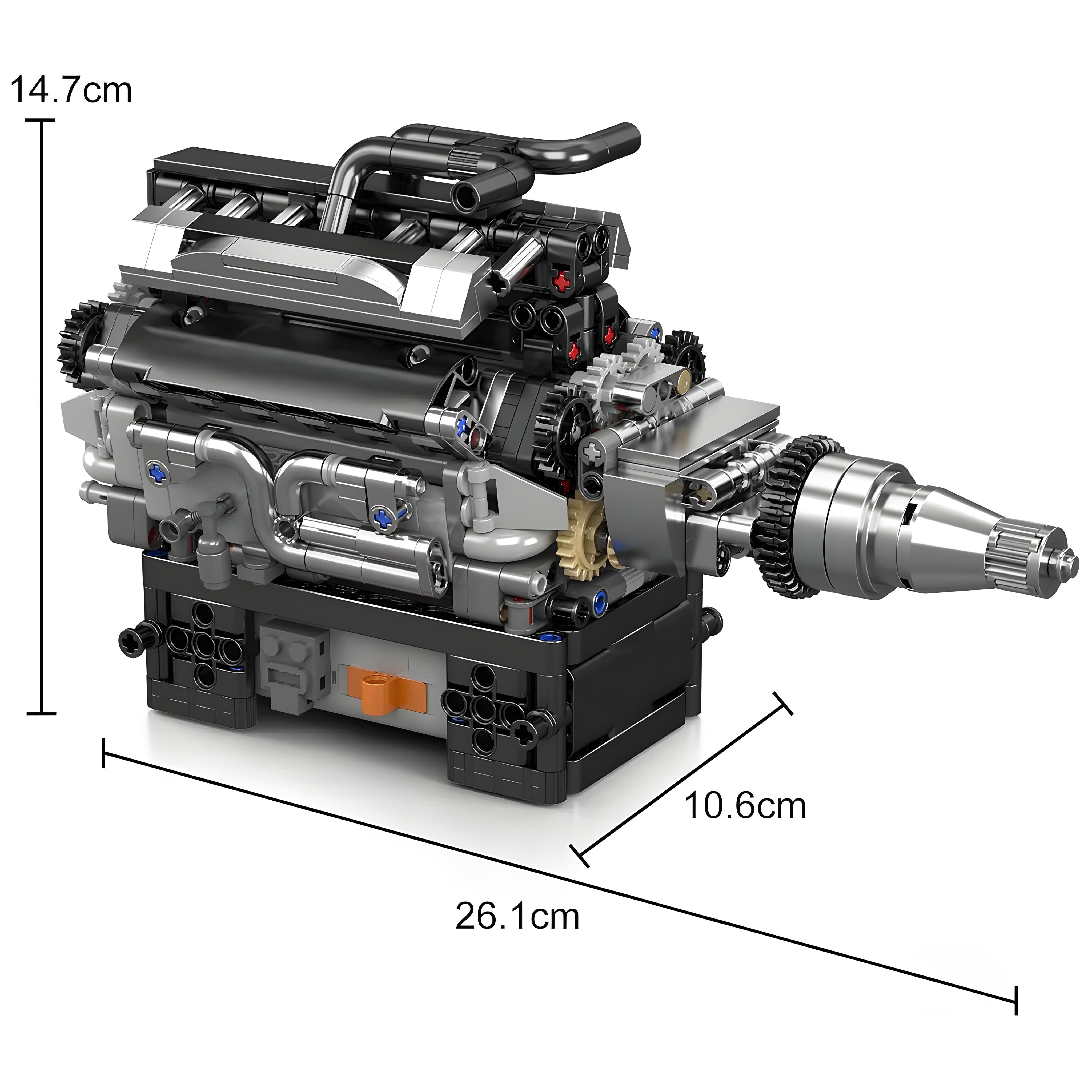 Motorized British Luxury V12 Engine - MOC Building Kit - 734 Pcs
