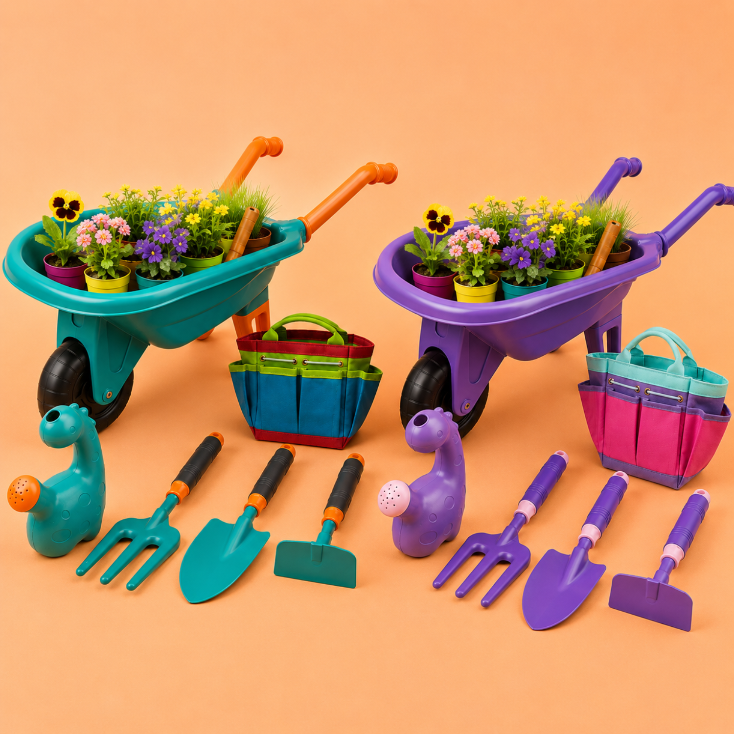 Kids Garden Wheelbarrow Set – Outdoor Gardening Toy Kit with Tools – Real Handheld Yard Work Simulation Set – Educational Nature Exploration Gift for Ages 3+