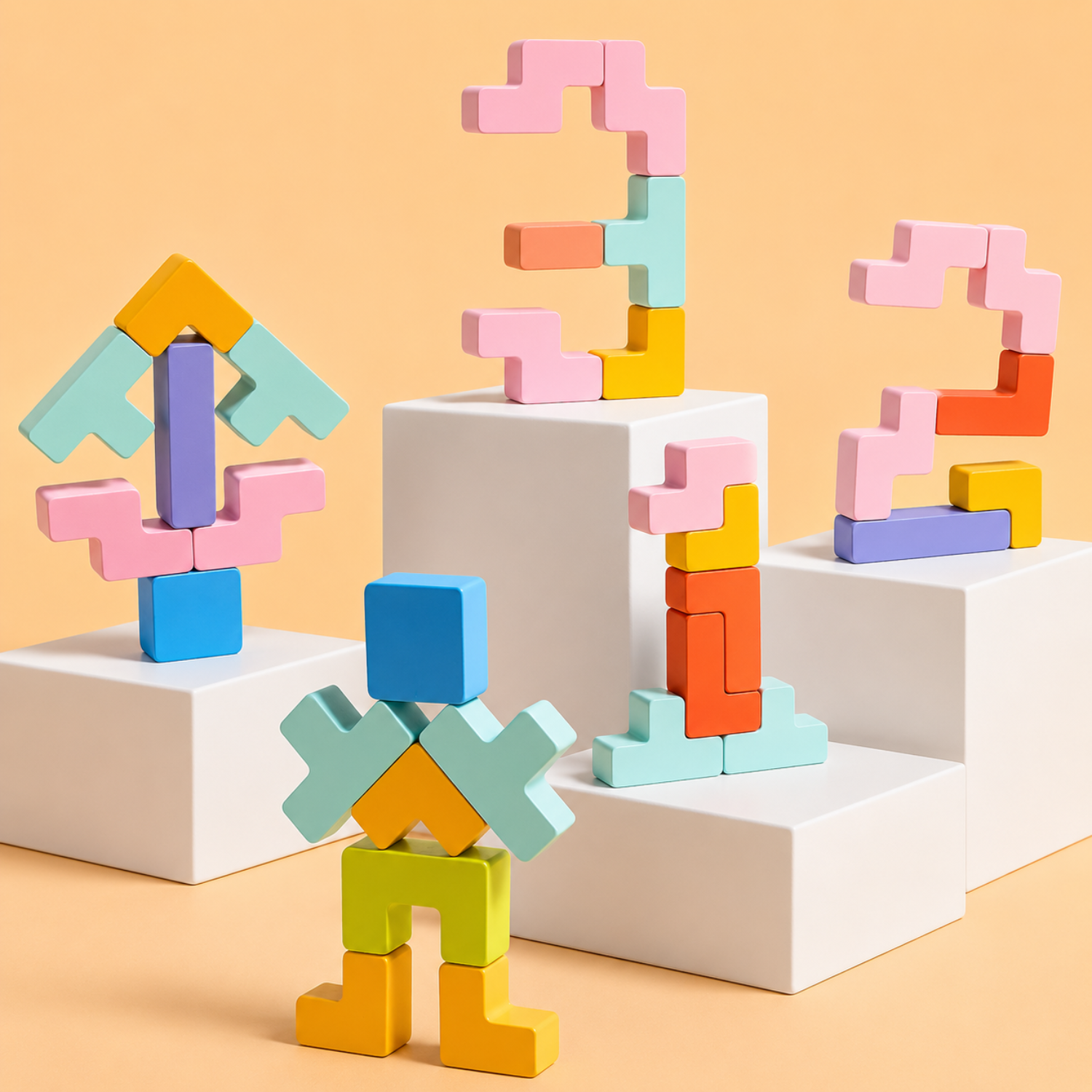 Mojibricks 3D Wooden Mind-Challenge Puzzle – Interactive Parent-Child Tabletop Game – Educational Intelligence & Creativity Toy for Kids