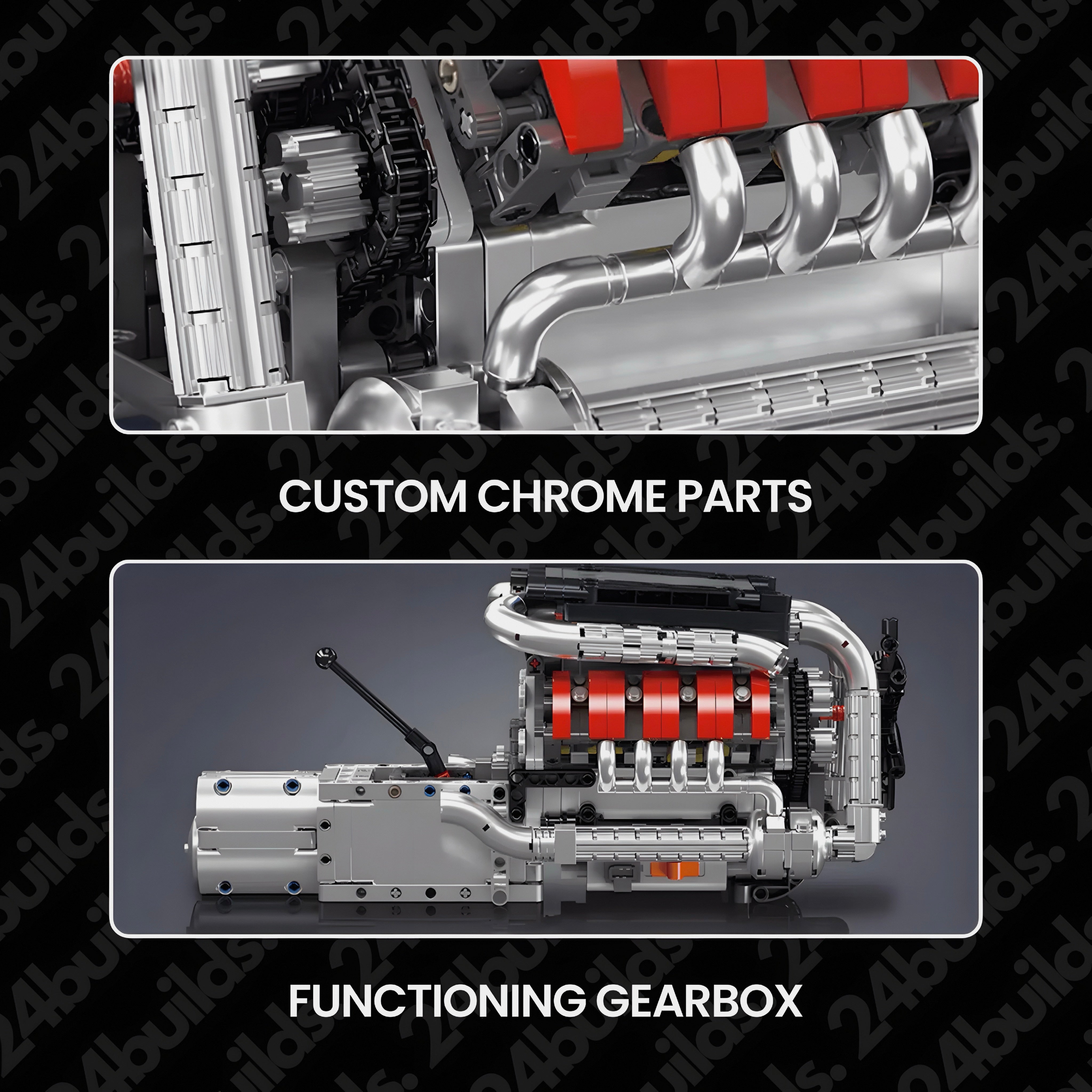 Motorized German V8 Engine & Transmission - MOC Building Kit - 1168 Pcs