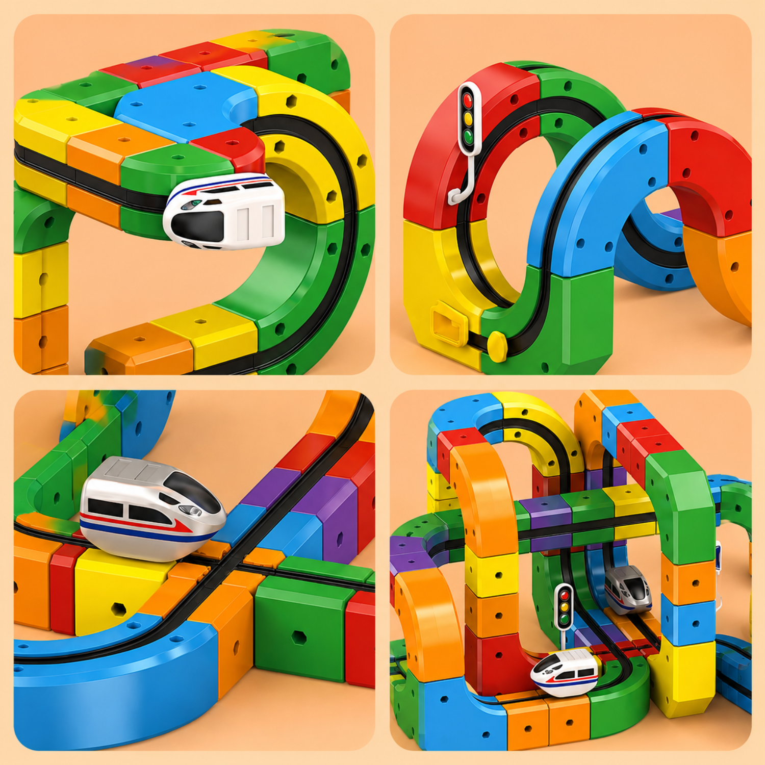 Infinity Racer Magnetic Train – Self-Driving Magnetic Track System – Creative STEM Building Toy – Durable 2-in-1 Train & Race Action – For Kids Ages 3+