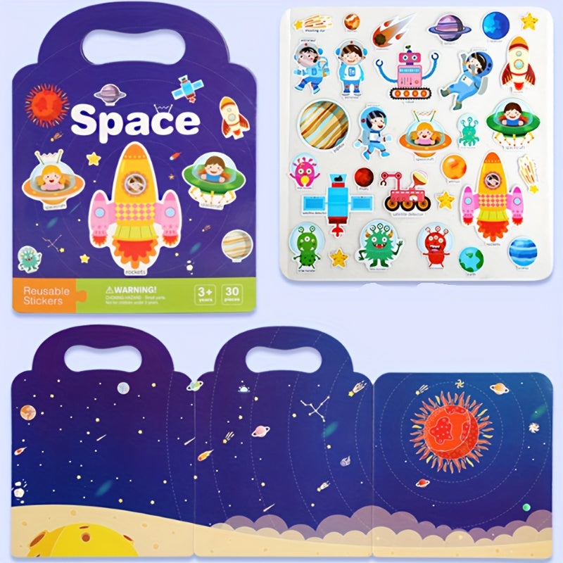 Reusable Sticker Book for Kids – Waterproof, Double-Sided Educational Toy with Dinosaurs, Animals & Vehicles
