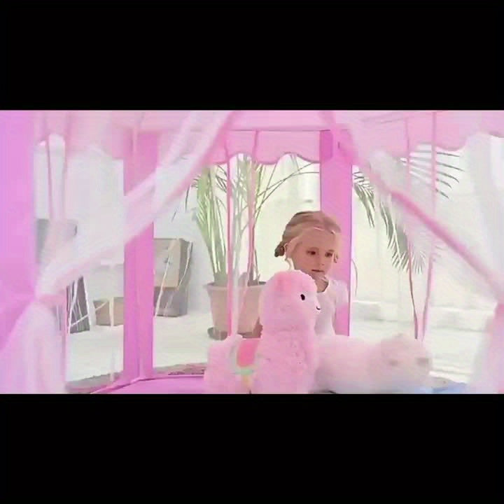 Pink Foldable Play Tent for Kids – Indoor Pop-Up Tent with Curtains for Girls