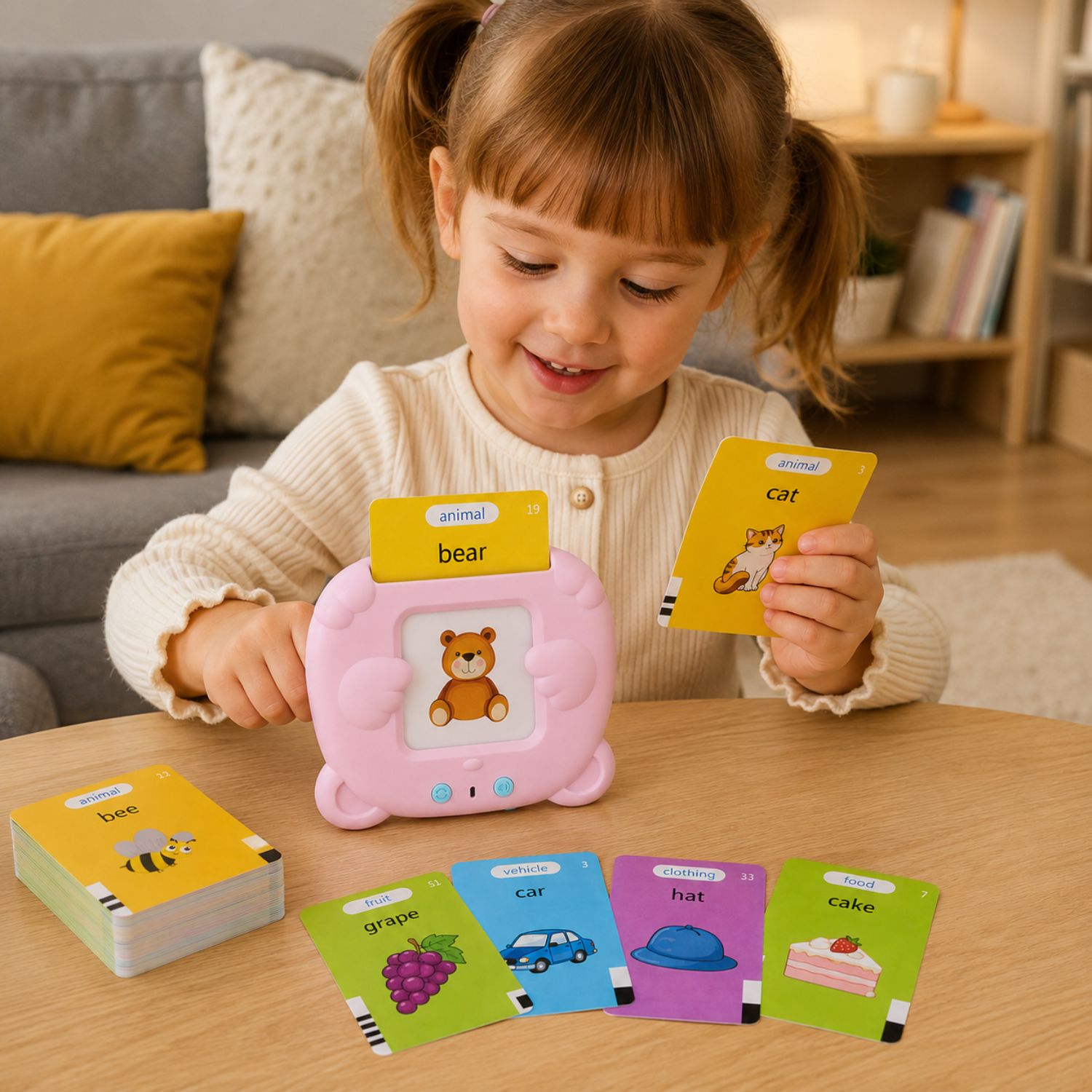 Kids Talking Flash Cards Reader – Interactive Electronic Learning Toy for Toddlers – Early Vocabulary & Speech Development – Screen-Free Educational Gift for Ages 2–5