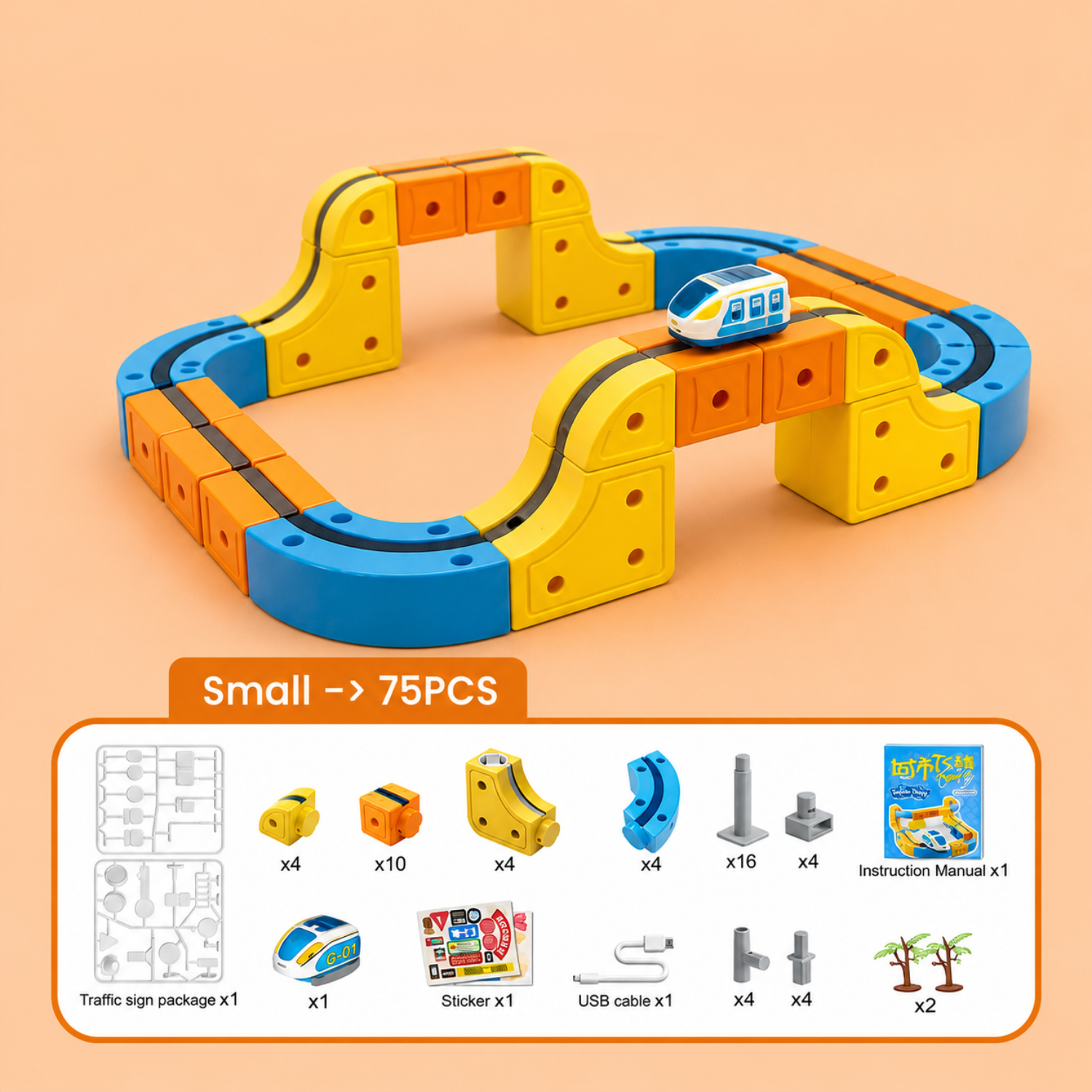 Infinity Racer Magnetic Train – Self-Driving Magnetic Track System – Creative STEM Building Toy – Durable 2-in-1 Train & Race Action – For Kids Ages 3+