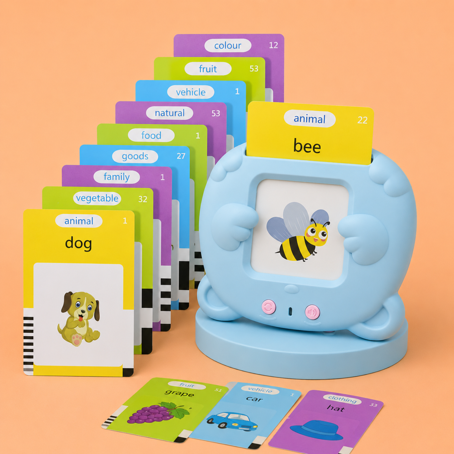Kids Talking Flash Cards Reader – Interactive Electronic Learning Toy for Toddlers – Early Vocabulary & Speech Development – Screen-Free Educational Gift for Ages 2–5