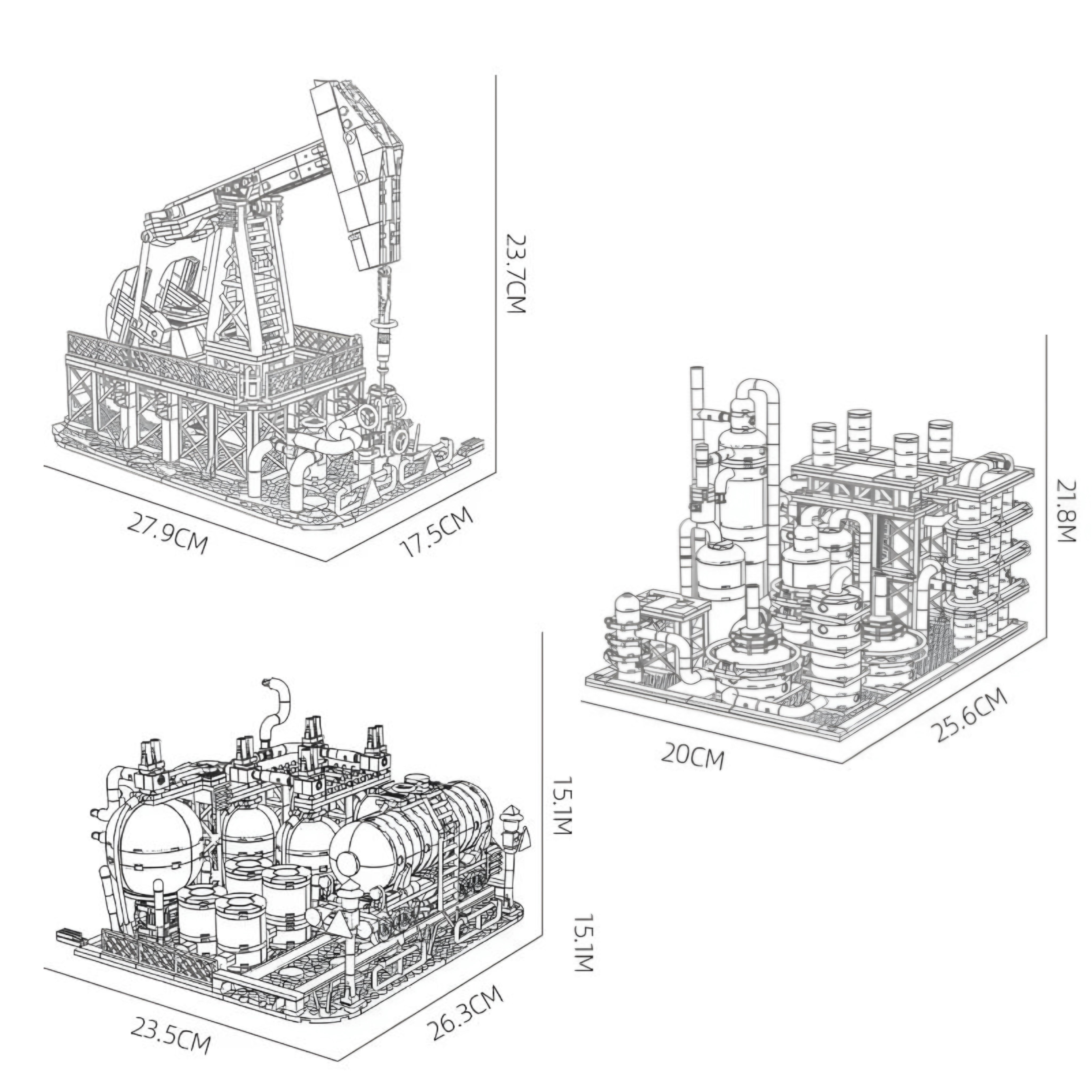 Industrial Oil Refinery Complex | 2142pcs