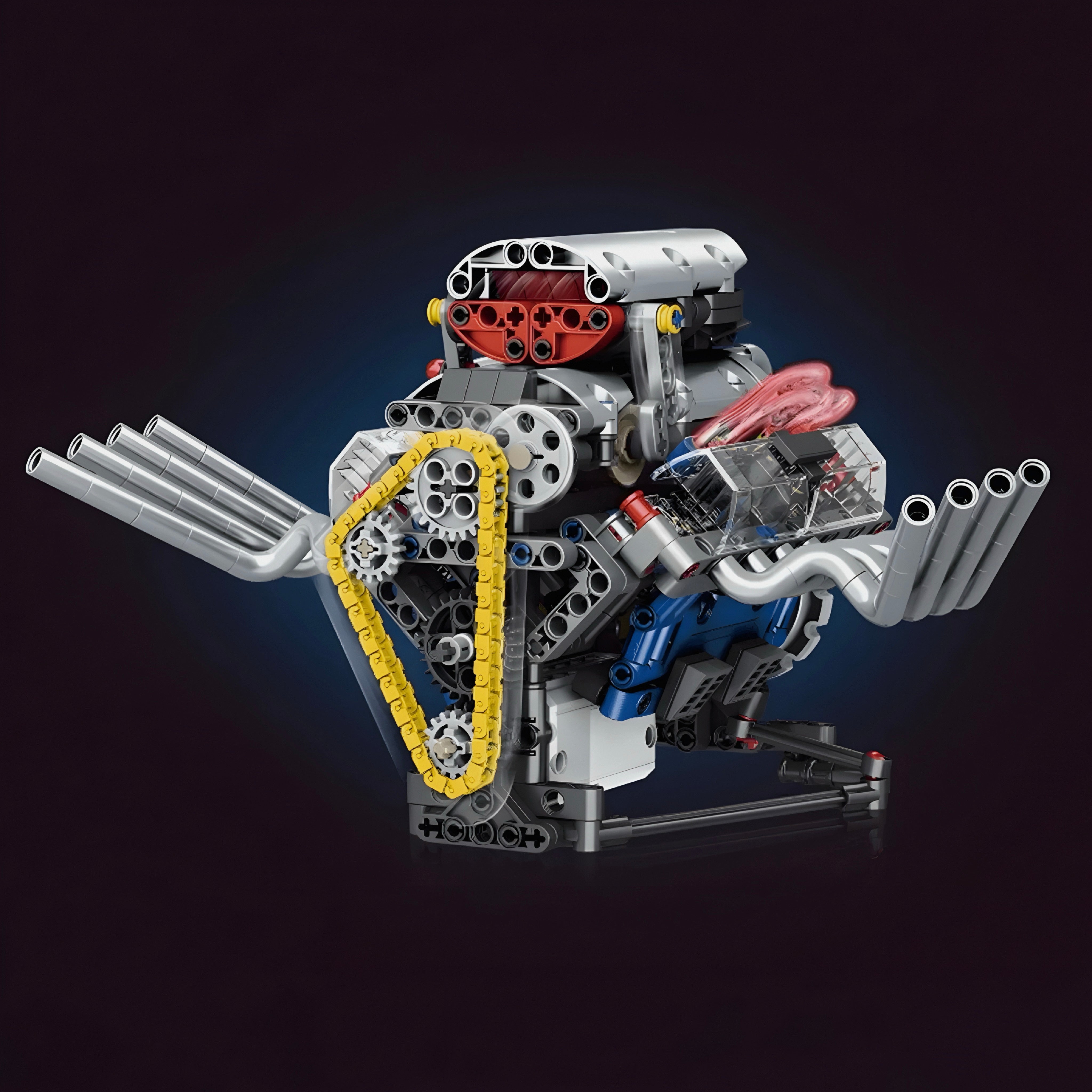 Motorized V8 Hot Rod Engine - MOC Building Kit - 662 Pcs