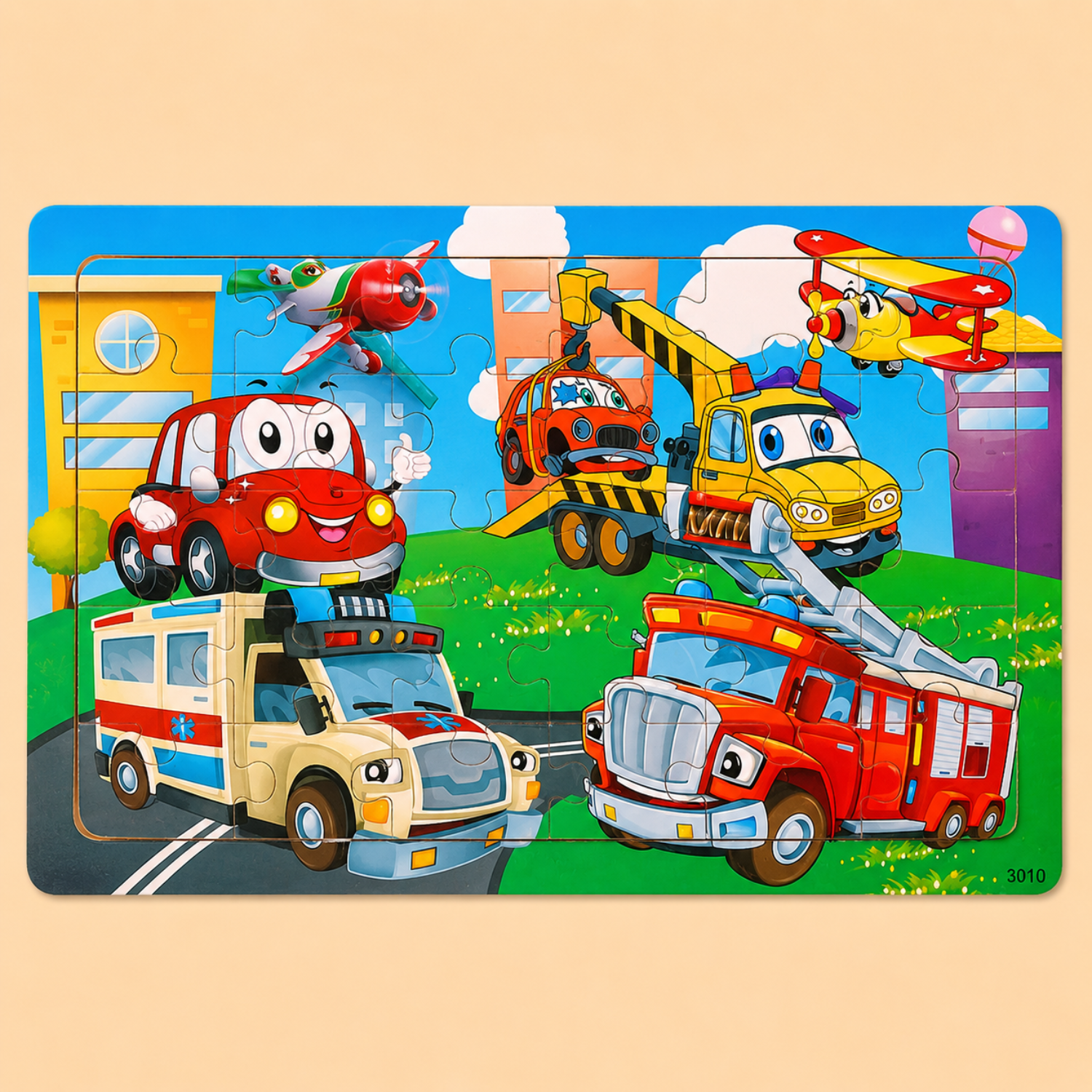 30-Piece Wooden Puzzle Set - Animals, Dinosaurs & Cartoon Themes - Montessori Educational Toy - Creative Gift for Toddlers & Kids