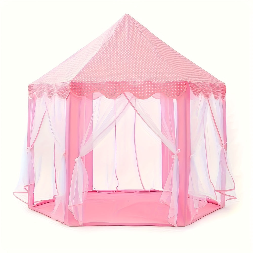Pink Foldable Play Tent for Kids – Indoor Pop-Up Tent with Curtains for Girls