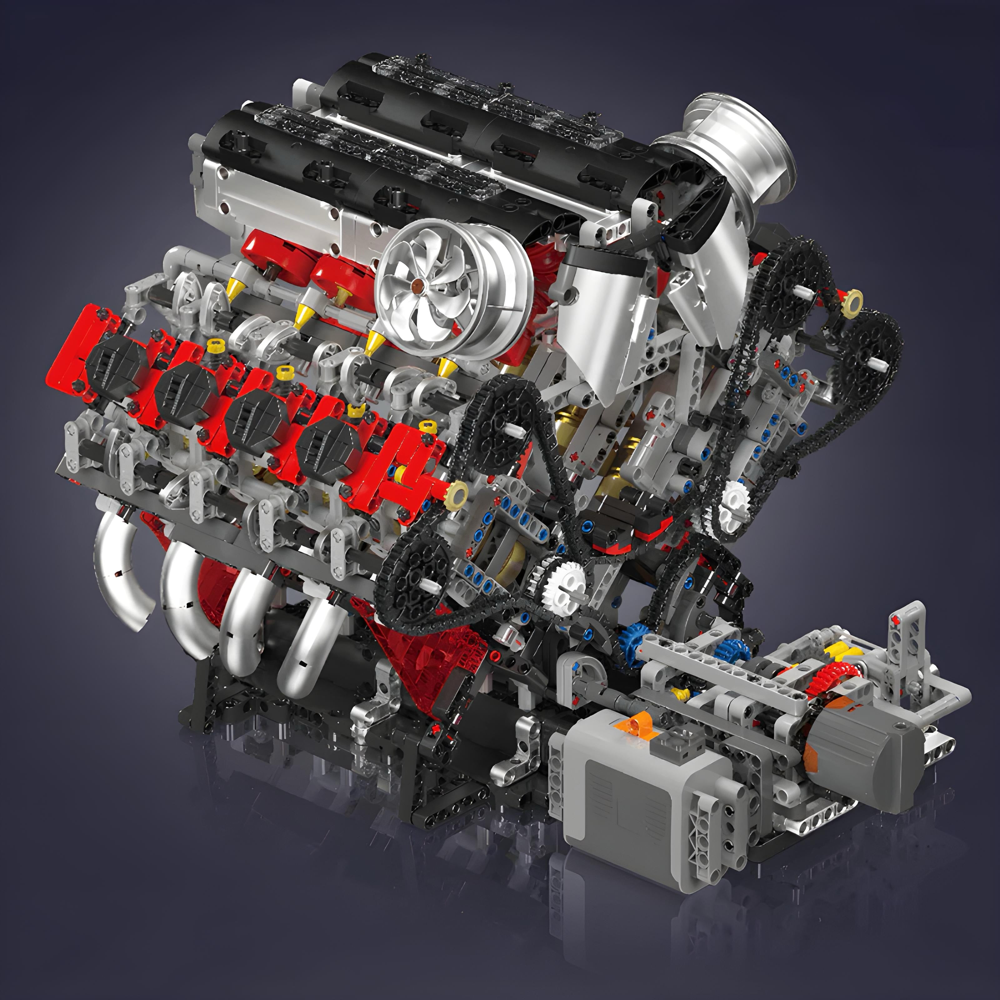 Motorized Italian V8 Engine - MOC Building Kit - 2717 Pcs
