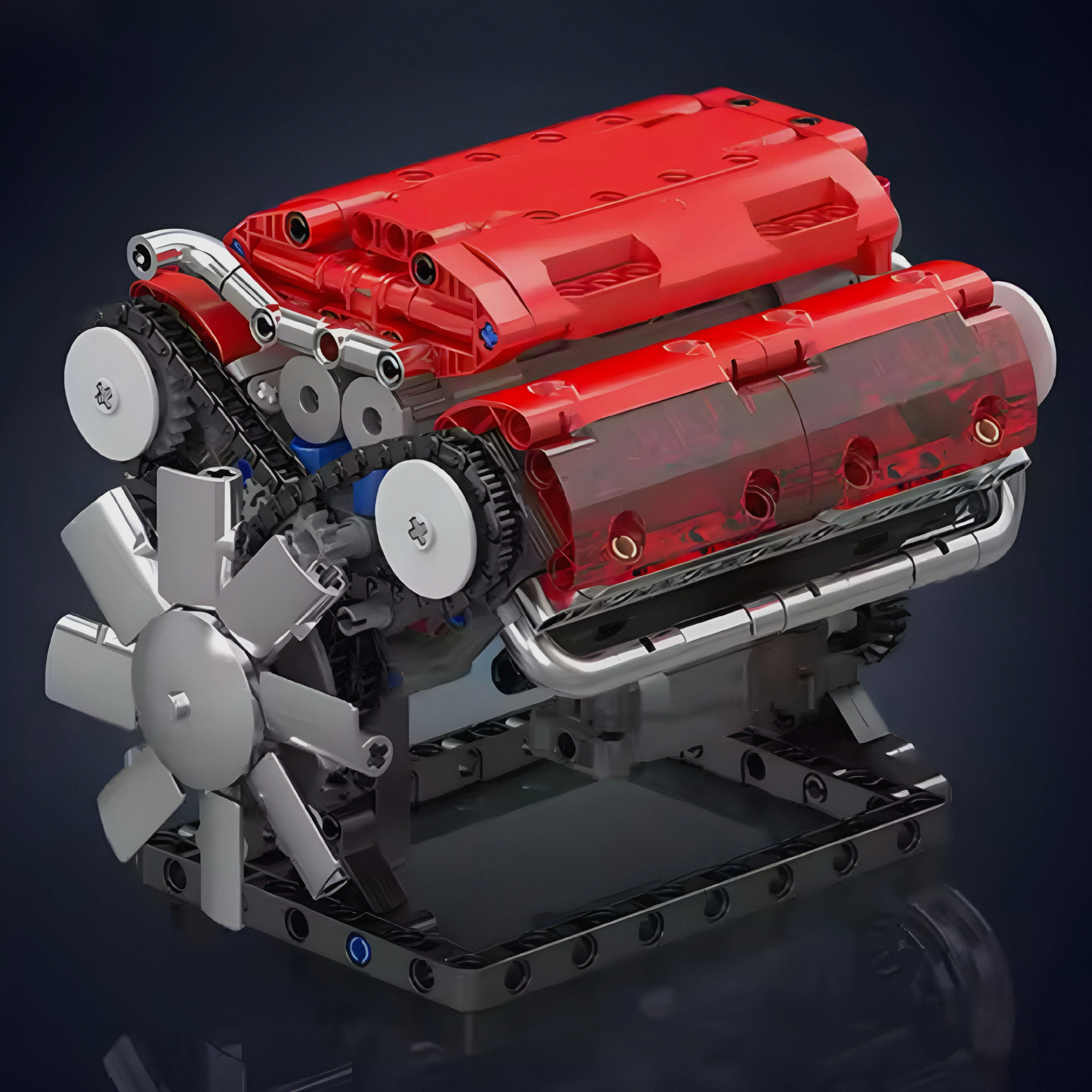 Red Edition V8 Engine Model Kit | 534 Pieces with Motorized Function