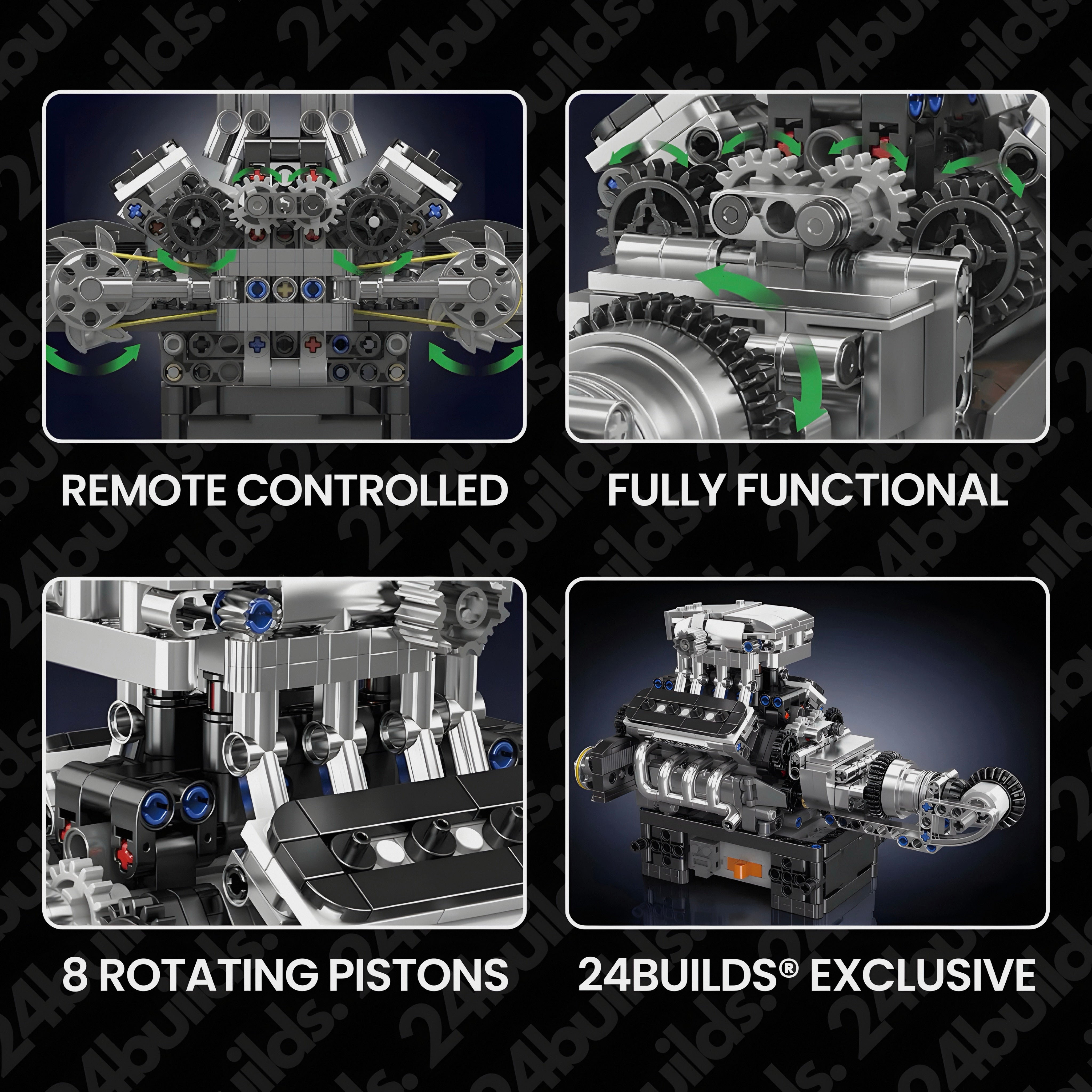British Supercar V8 Engine - MOC Building Kit - 736 Pcs