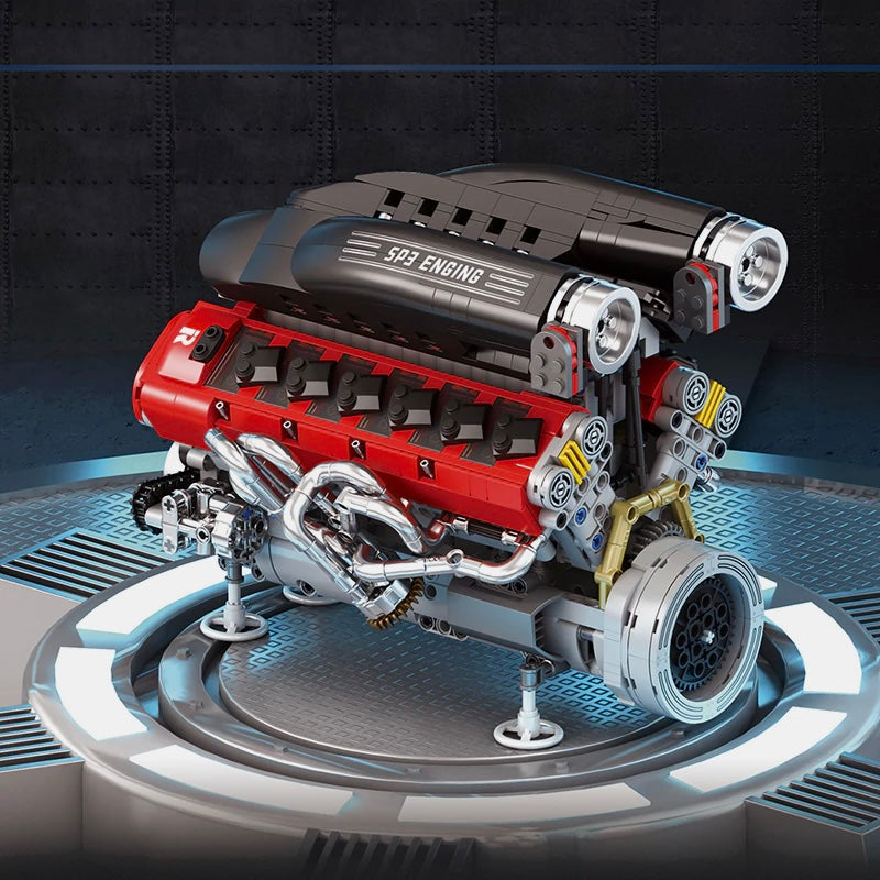 Italian V12 Hypercar Engine - MOC Building Kit - 1240 Pcs