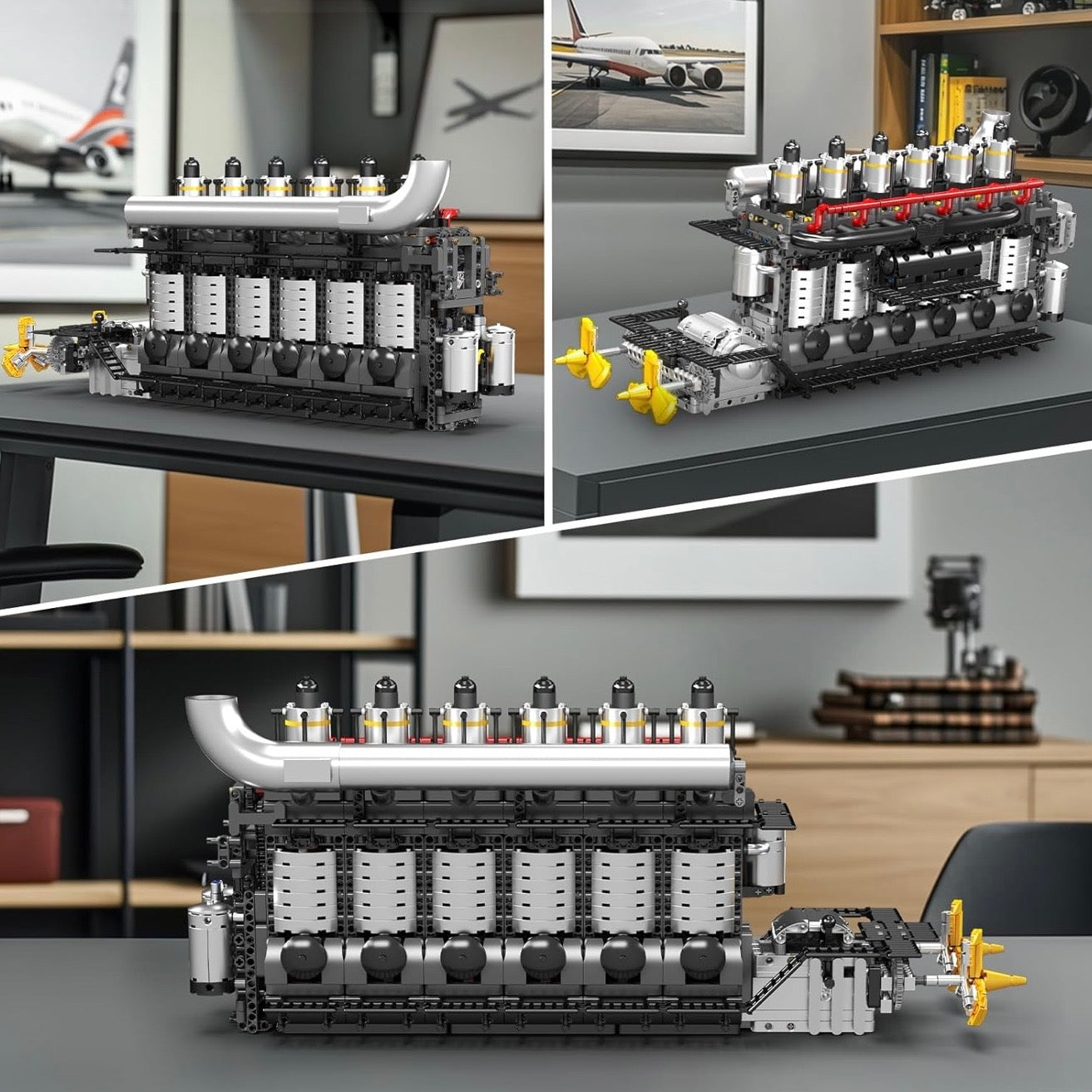 Dual Propeller Marine Diesel Engine - MOC Building Kit - 3222 Pcs