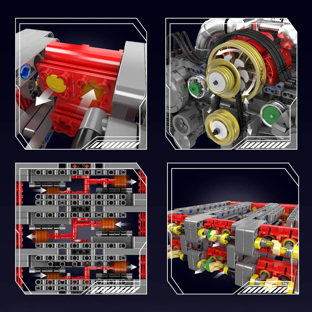 Motorized Flat 6 Engine Model | 2376 Pieces