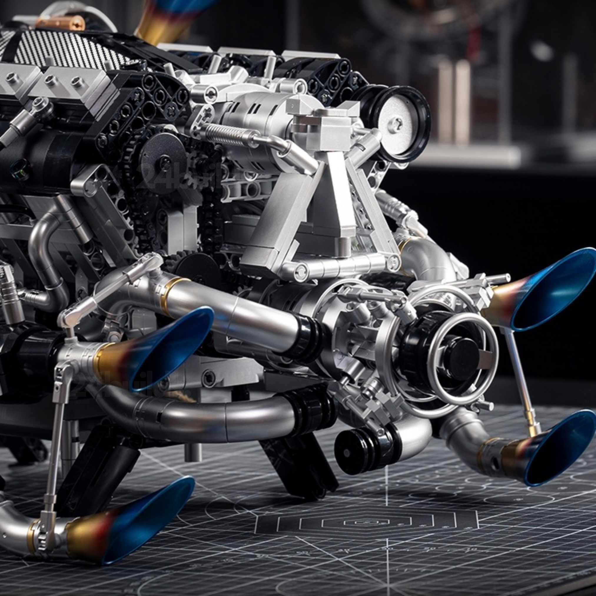 Burnt Blue V8 Performance Engine Model - 2774 Pieces