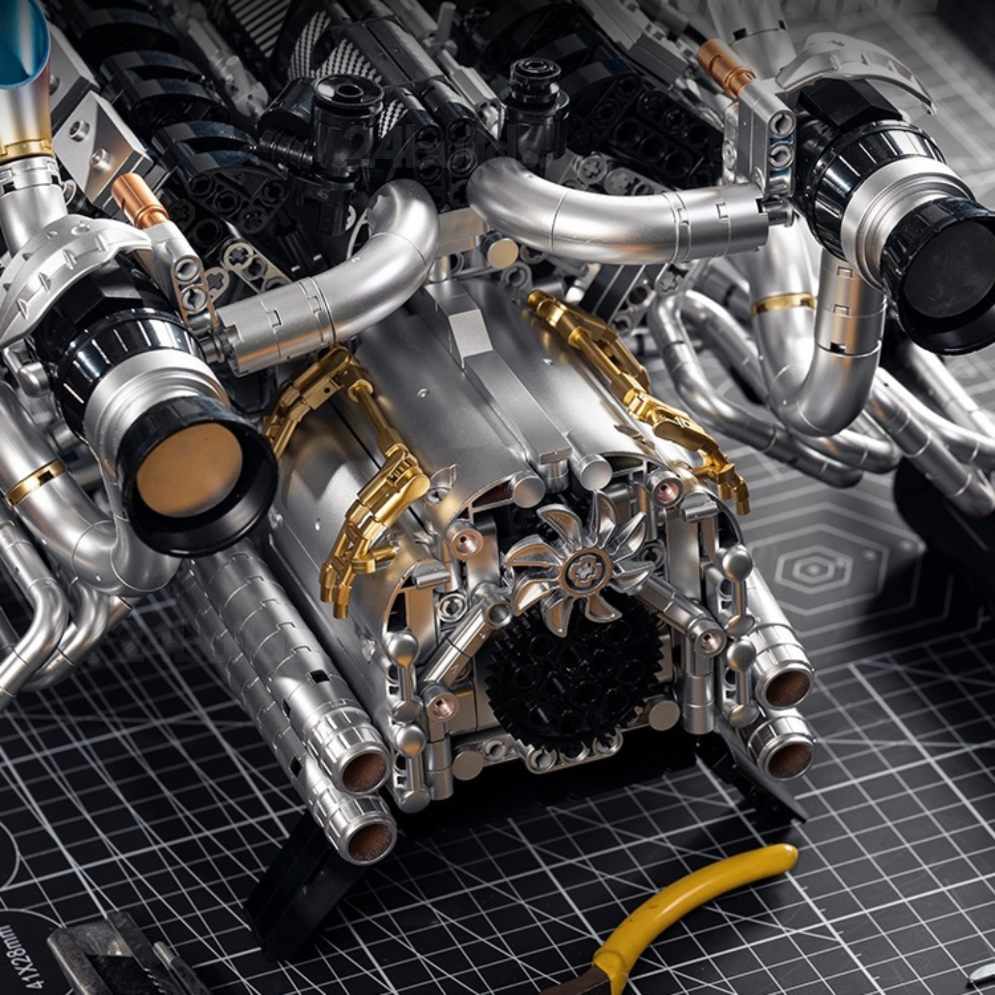 Burnt Blue V8 Performance Engine Model - 2774 Pieces