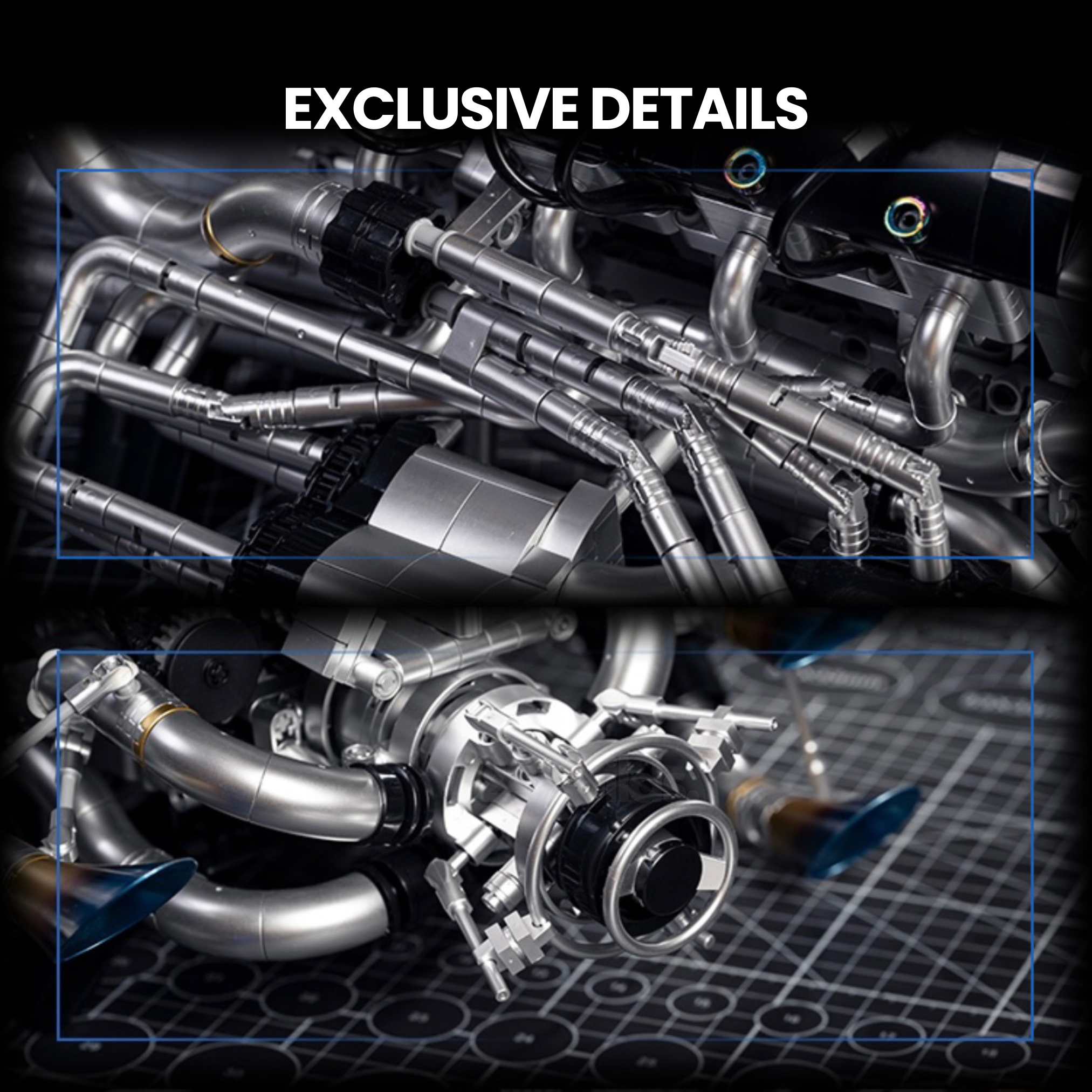 Burnt Blue V8 Performance Engine Model - 2774 Pieces