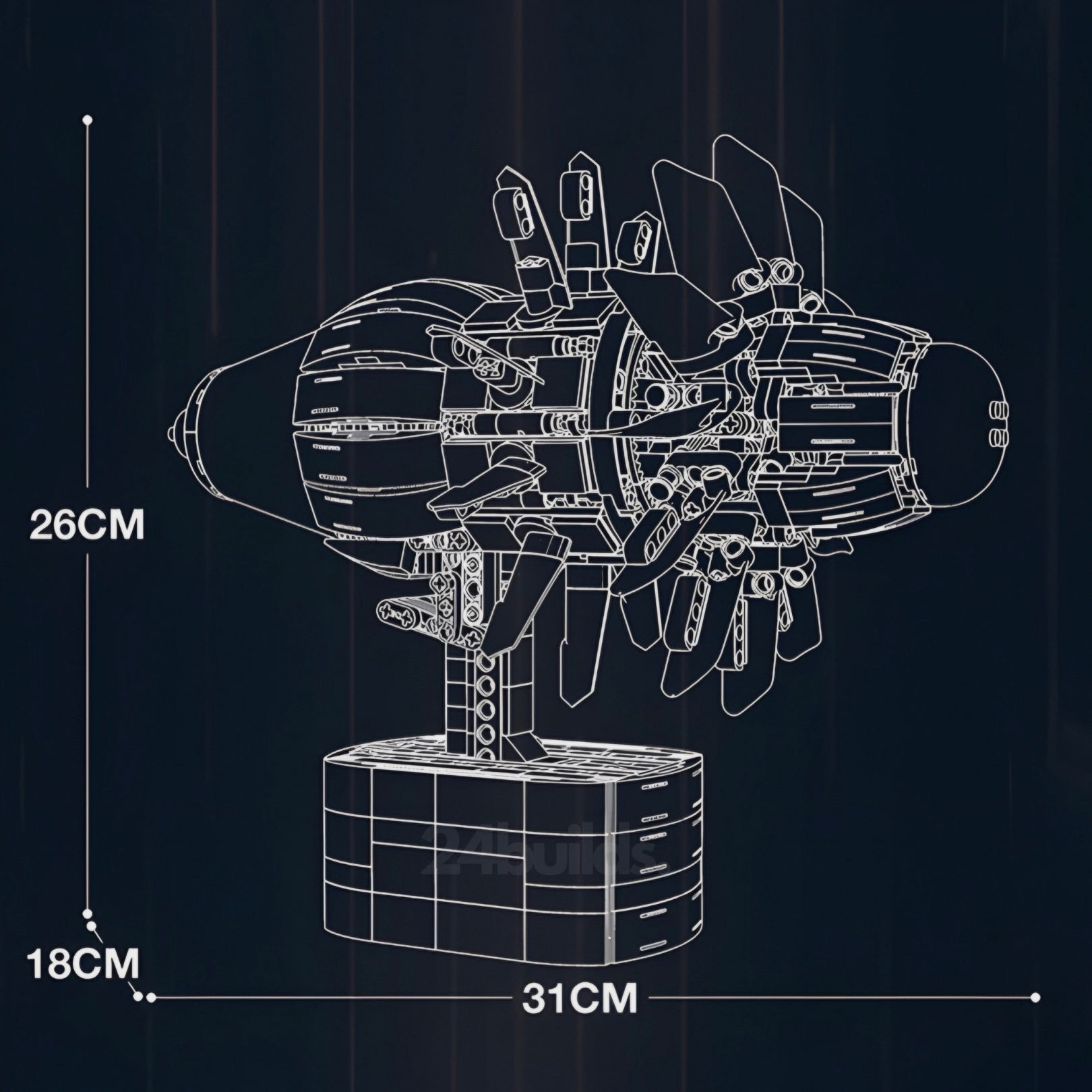 1354-Piece Motorized Aircraft Engine Model