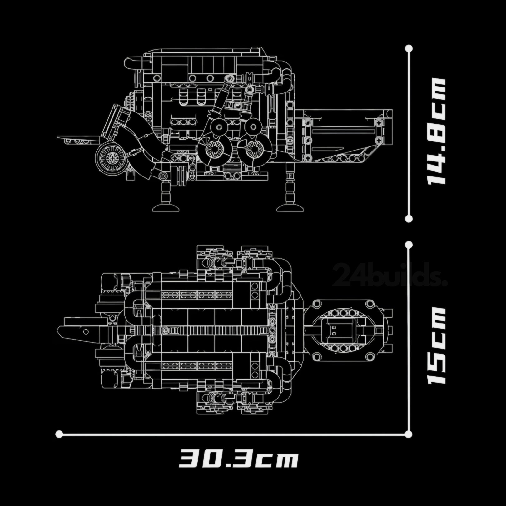 Motorized W16 Engine Model Kit | 958 Pieces