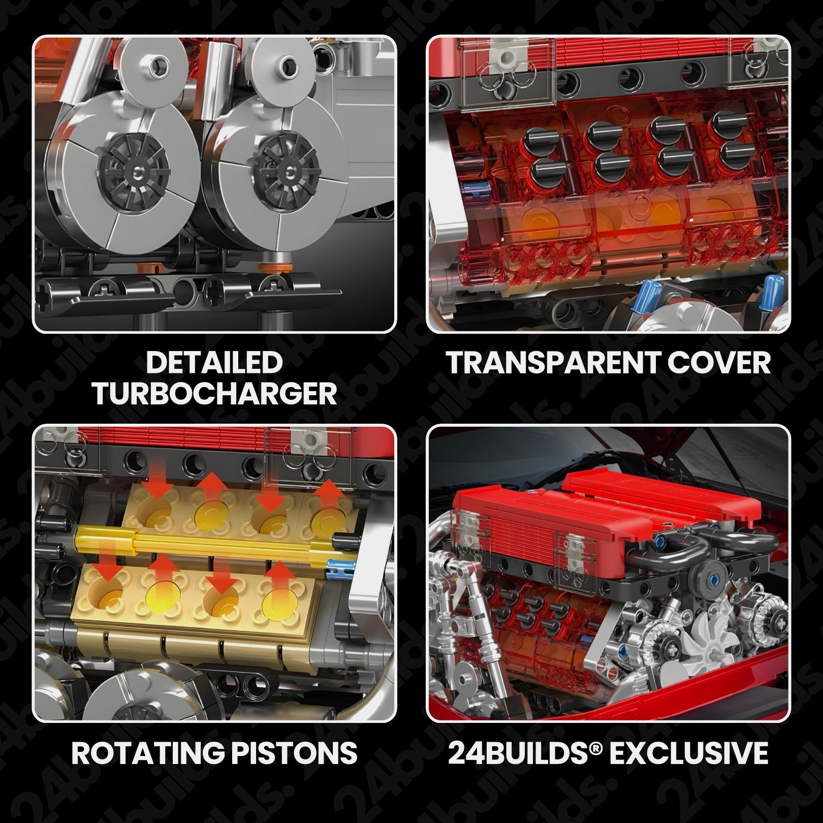 Motorized Red W16 Engine Set | 958 Pieces