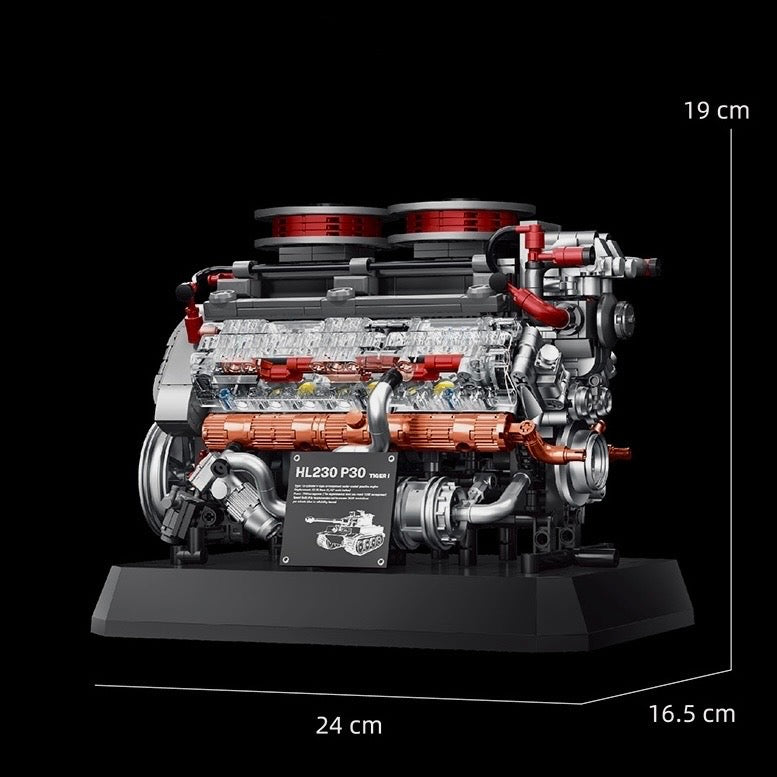 V12 Heavy Tank Engine Model Kit | 1238 Pieces