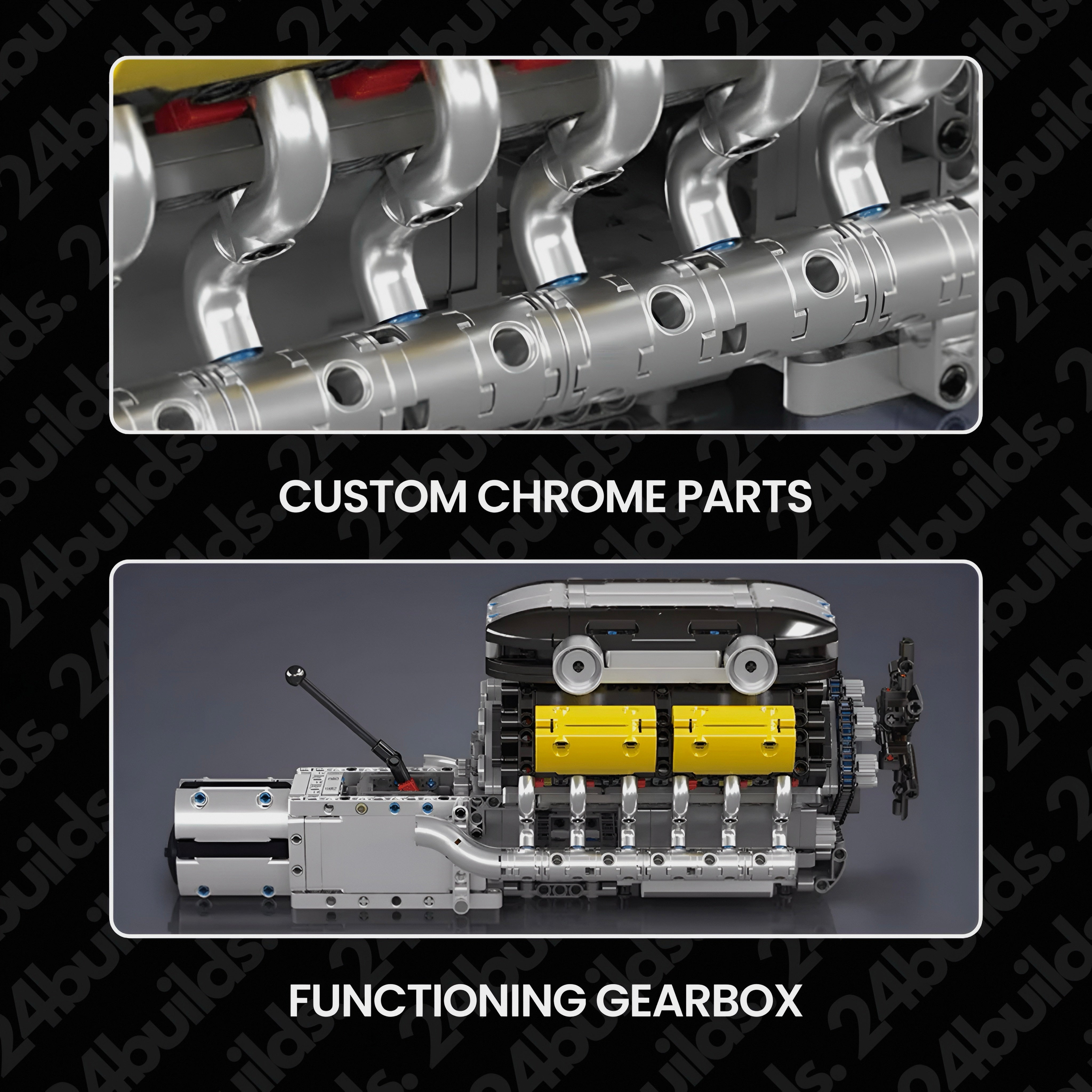 Motorized Italian V12 Engine - MOC Building Kit - 1260 Pcs