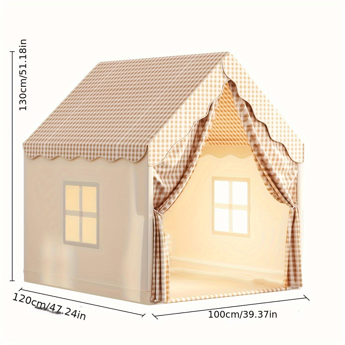 Castle Playhouse Tent with Lights – Indoor Princess Fort for Kids, Foldable Pretend Play Tent