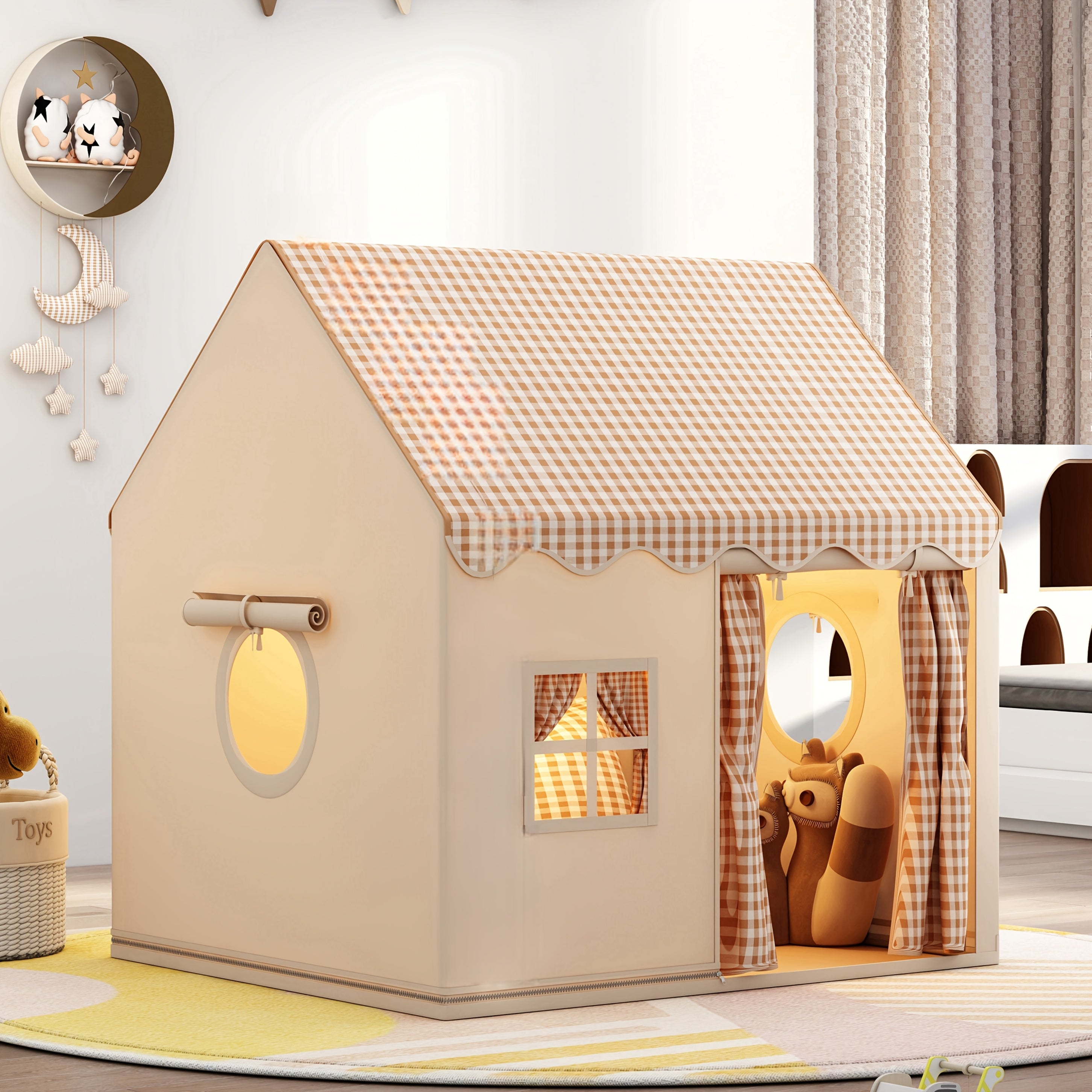 Princess Play Tent for Girls – Foldable Indoor Castle with Curtains for Pretend Play