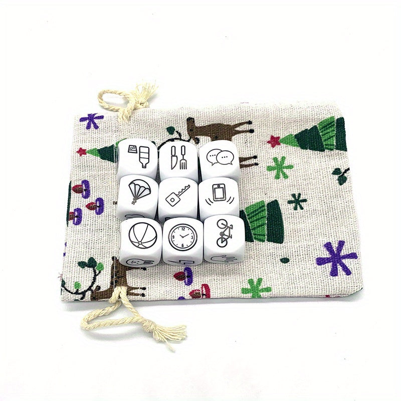9-Piece Story Dice Set with Pouch – Educational Storytelling Toy for Kids, Classrooms & Family Game Nights