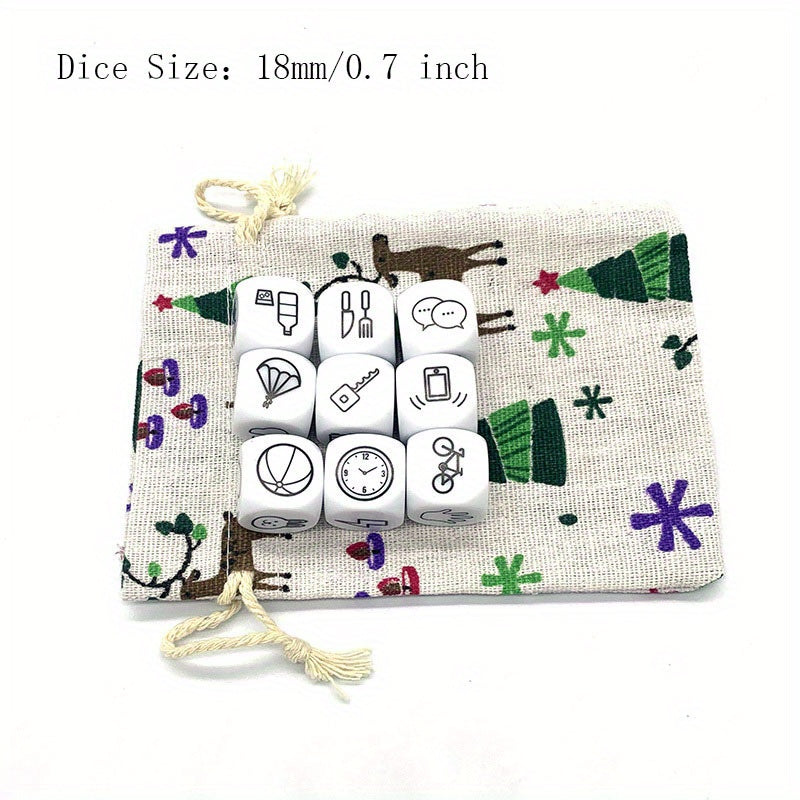 9-Piece Story Dice Set with Pouch – Educational Storytelling Toy for Kids, Classrooms & Family Game Nights
