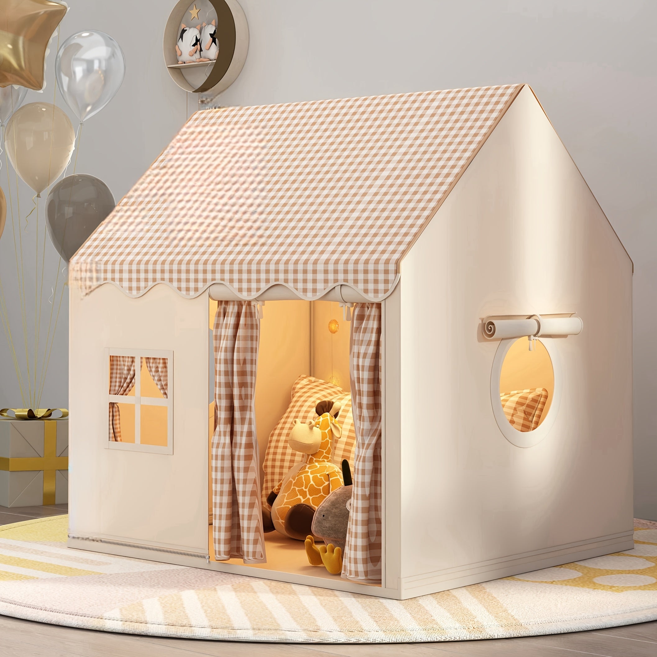 Princess Play Tent for Girls – Foldable Indoor Castle with Curtains for Pretend Play