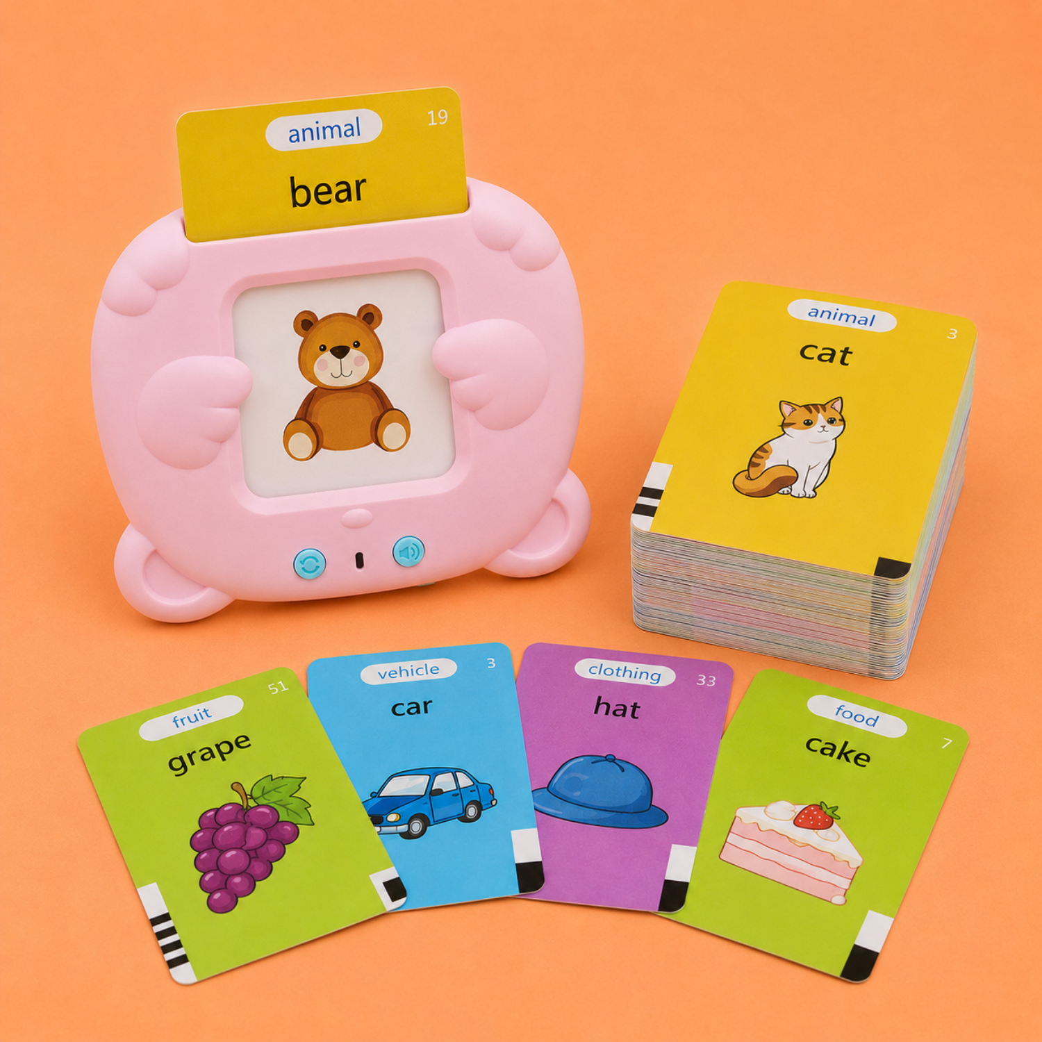 Kids Talking Flash Cards Reader – Interactive Electronic Learning Toy for Toddlers – Early Vocabulary & Speech Development – Screen-Free Educational Gift for Ages 2–5