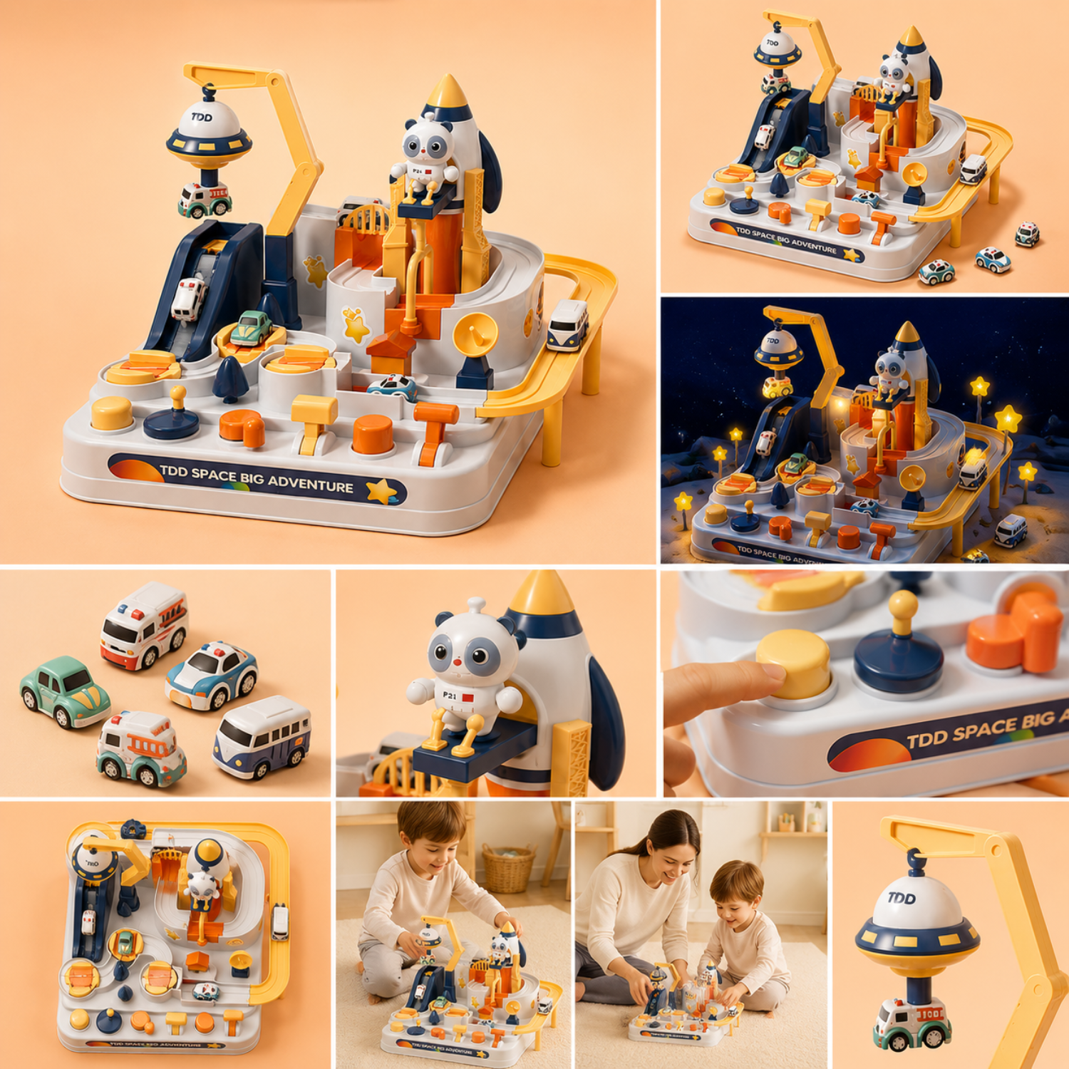 Space Adventure Car Track Toy – Kids Interactive Race Track Playset with Cars – Multi-Level Intergalactic STEM Toy – Creative Birthday Gift for Ages 3+