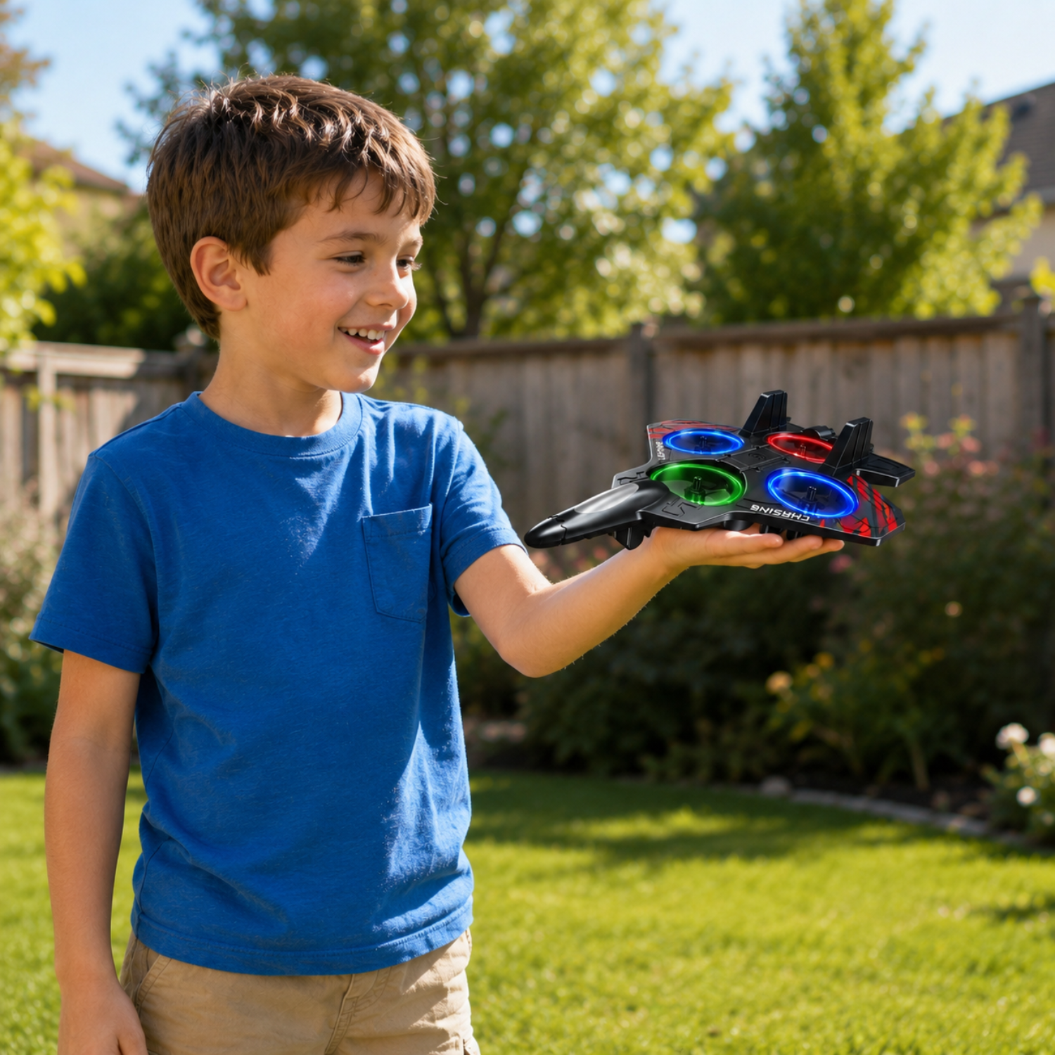 LED Foam Drone for Kids – 2.4GHz Stunt Fighter Jet – 360° Flip & Intelligent Hover – Crash-Resistant EPP Foam – RC Toy Plane with LED Lights